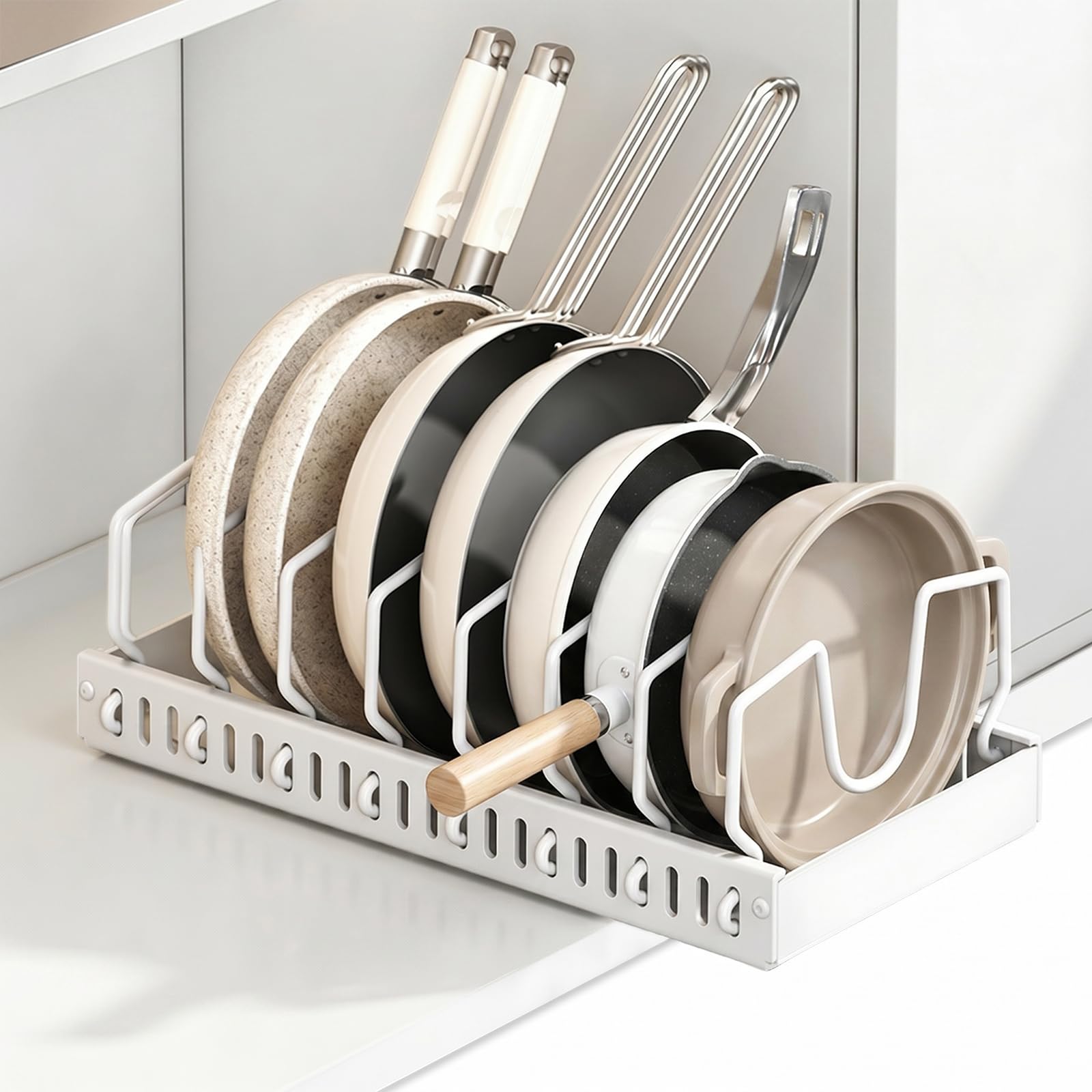 Topfdeckel Organizer Ausziehbar Schublade Topfdeckelhalter mit Gleitschiene