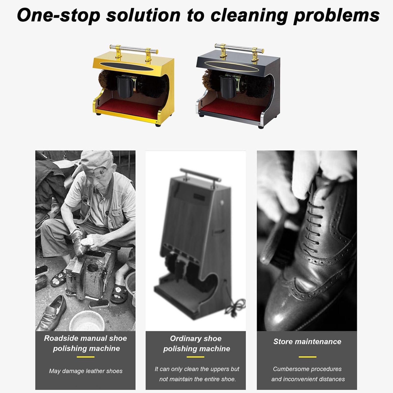 Macchina Automatica Lucidascarpe, Lucidatrice Elettrica da 45W con Sensore Automatico e Dispenser per Lucido - Lucidatrice per Scarpe 1400RPM per Casa, Ufficio, Hotel e Banca black