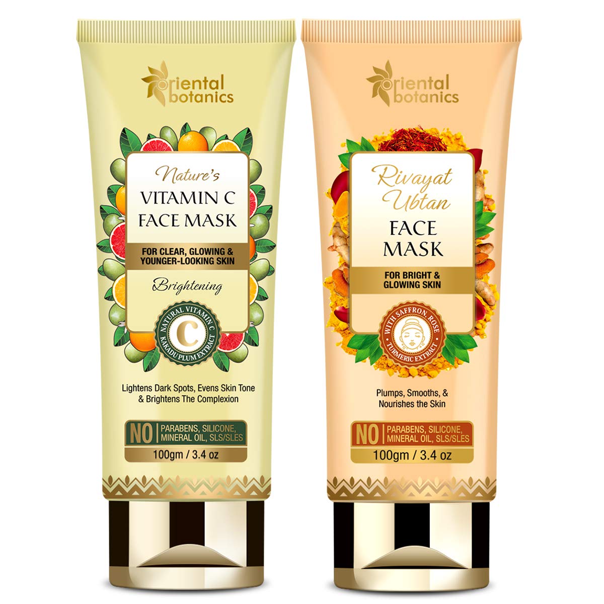 Oriental Botanics Rivayat Ubtan Face Mask + Nature's Vitamin C Face Mask (100g Each)