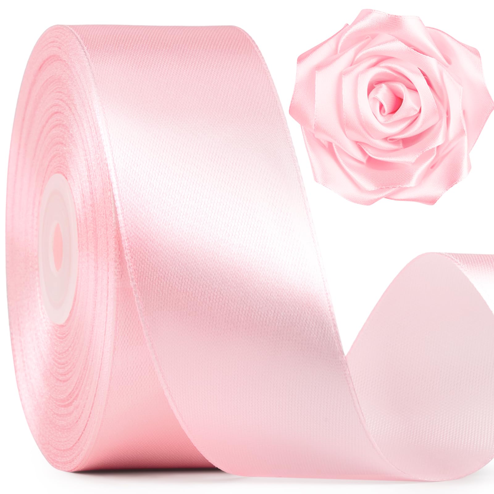 Photo 1 of Mauproy Baby Pink Satin Ribbon, 1-1/2 Inch, 50 Yards