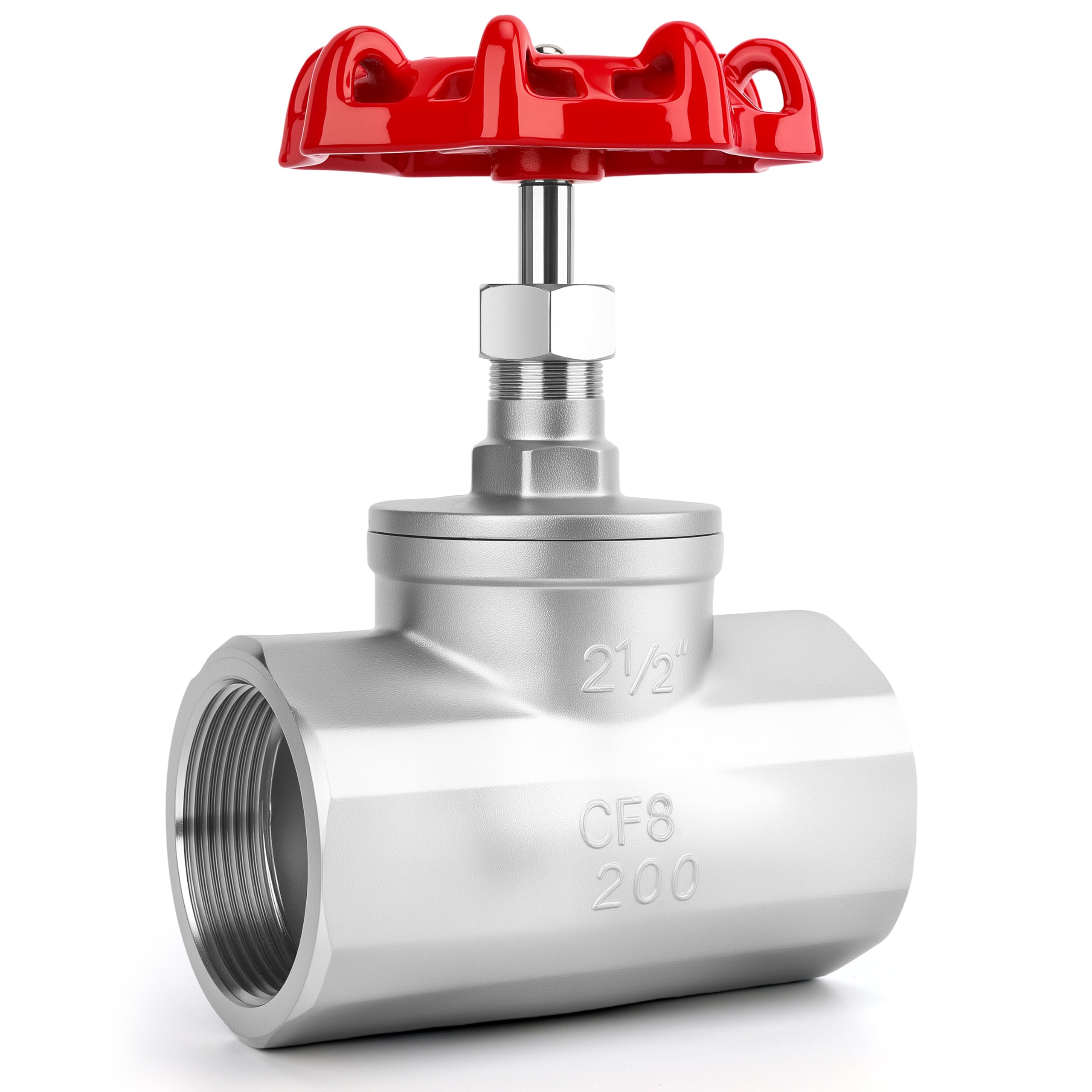 Válvula de globo tipo B de acero inoxidable NPT de 2-1/2 pulgadas, ajusta con precisión el caudal, válvula de cierre giratoria manual roscada resistente para agua, aceite, gas, tuberías industriales