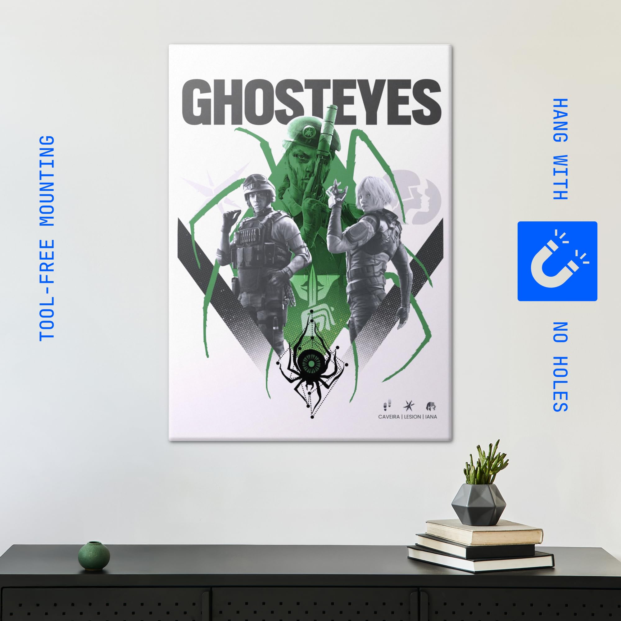 Displate Metall poster Six Siege Ghosteyes Größe L | Bilder Wanddeko Wohnzimmer & Schlafzimmer Wandbilder, Geschenk. Wandkunst mit Magnet-Befestigung, ohne Bohren.