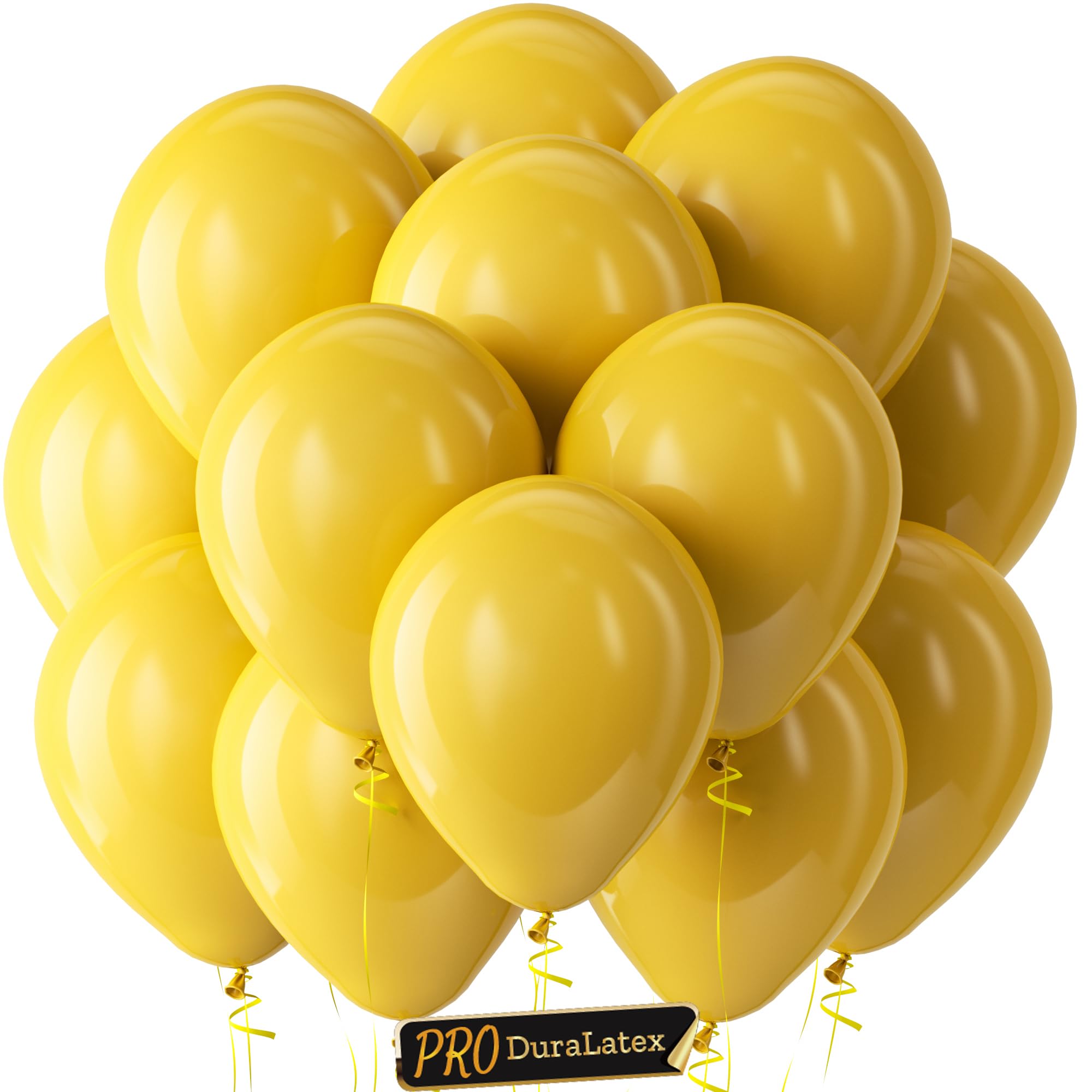 Bezente Pro Duralatex Mustard Yellow Balloons - 100 Pack 12 inch Extra-Thick Boho Netural Fall Balloons for Graduation Bridal Shower Wedding Sunflower Bee Thanksgiving Little Cutie Party Decorations