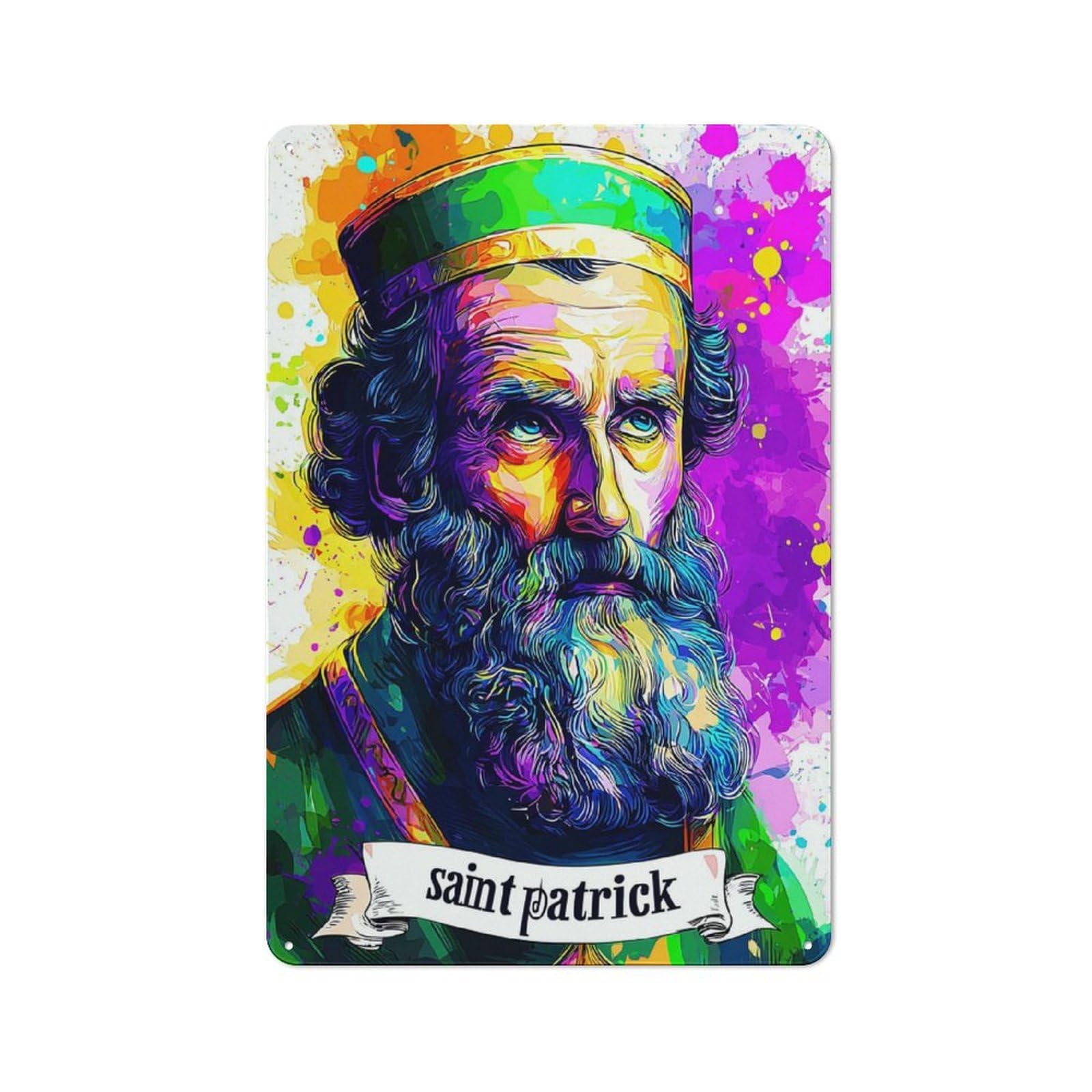 Junmoney Saint Patrick A Colorful Legend Tin Wall Plaque 30X20cm With For Workshop Wall, Suited To Makers And Diy Enthusiasts