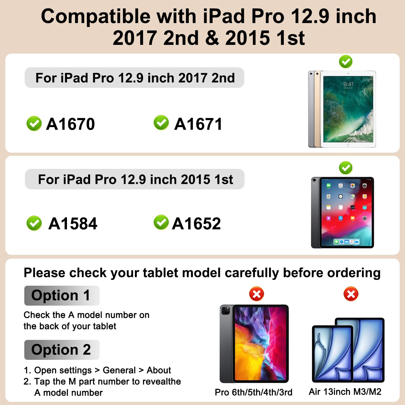 Funda con teclado desmontable para iPad Pro de 12.9 pulgadas, 7 colores retroiluminados, recargable, con soporte para lápices, para 1ª y 2ª generación (2015/2017), escritura Bluetooth para