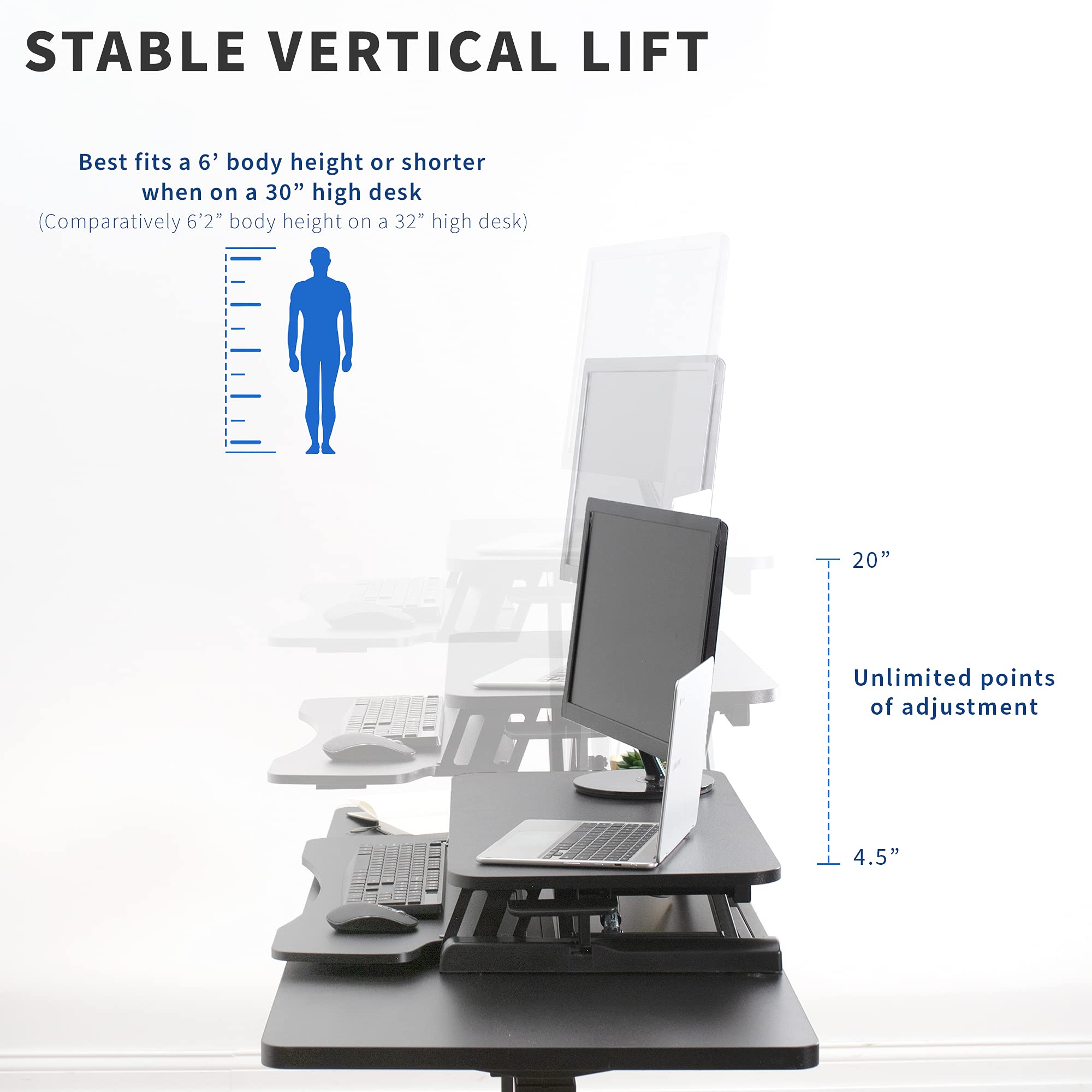 VIVO Standing 32 inch Desk Converter, Height Adjustable Riser, Sit to