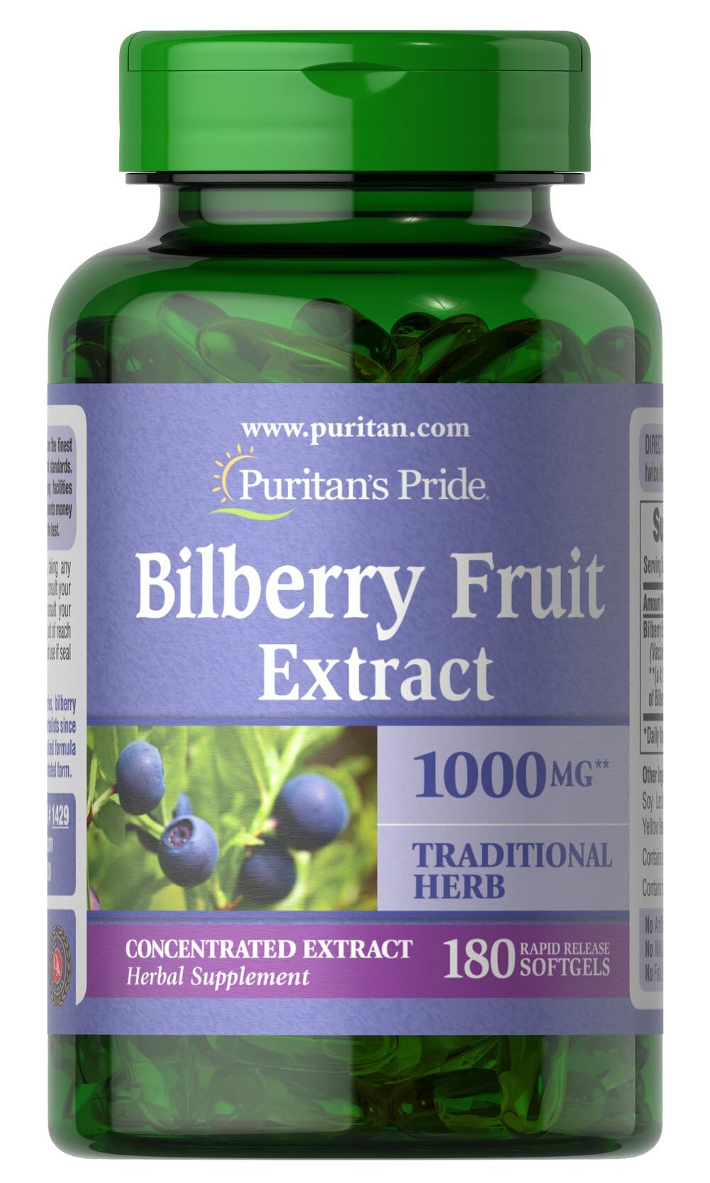 Puritan's Pride Premium Bilberry Fruit Extract 250mg, 180 Softgels — Amazon image 2