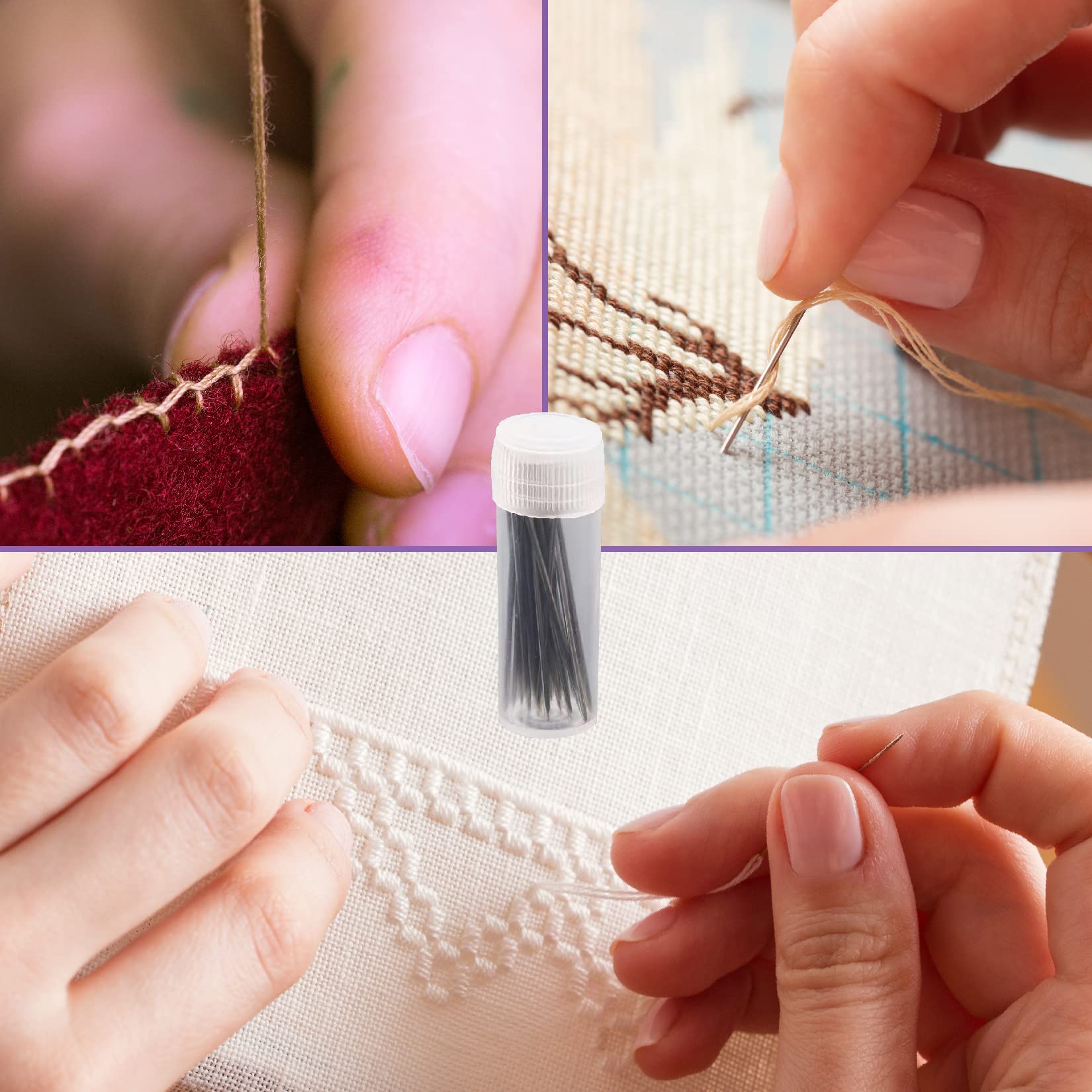 Lot De 30 Aiguilles à Coudre à Gros Chas De 3,5 Cm/3,7 Cm/4 Cm, Aiguilles à Broder Pour Couture à La Main Avec Un Enfile-aiguille Et Un Flacon De