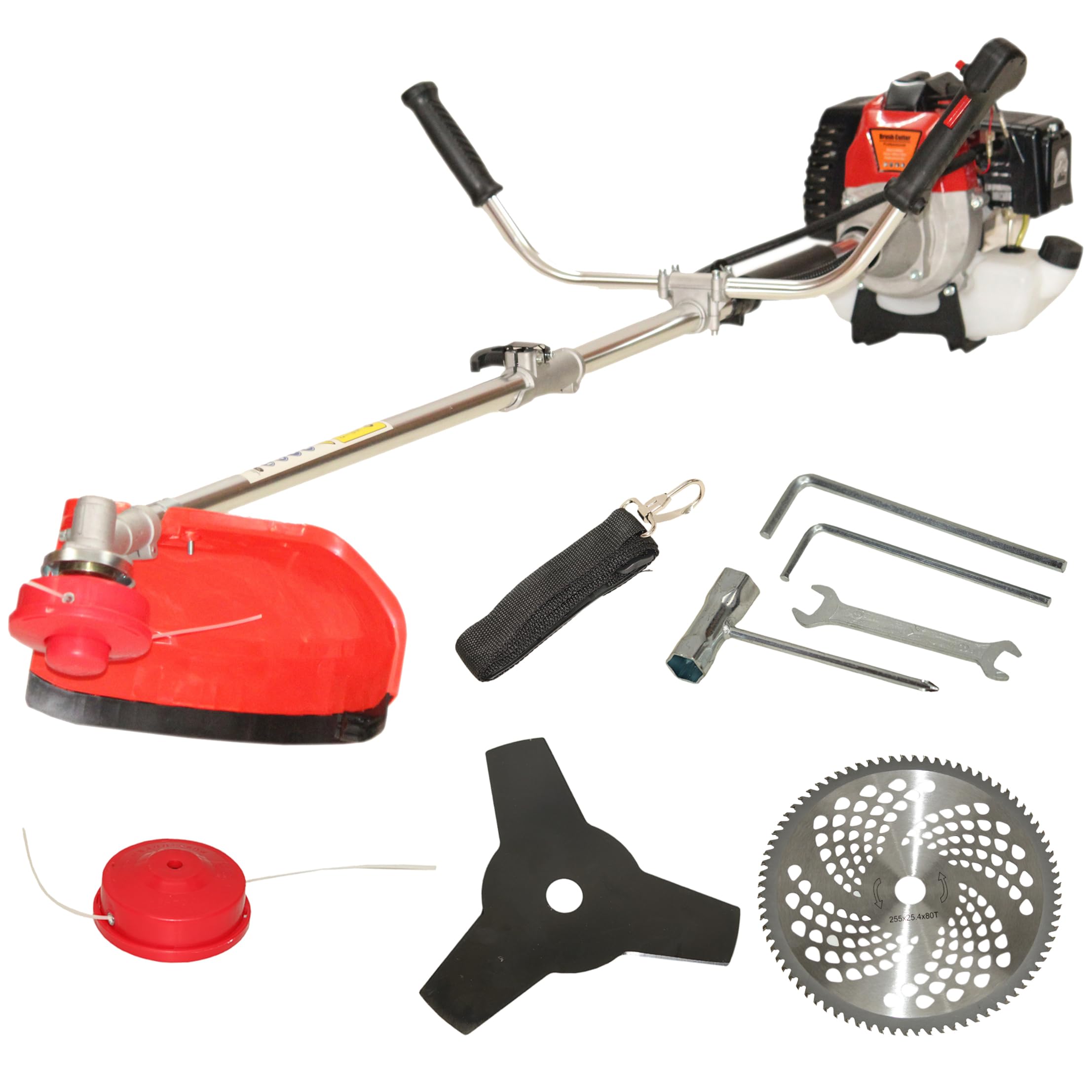 Digital Craft 43cc Petrol Brush Cutter 2-Stroke Side Pack Machine with Telescopic Handle, High Torque Motor, Heavy Duty 80T Blade, 3 Teeth Cutter & Tap and Go Head for Lawn Grass Cutting-image-11