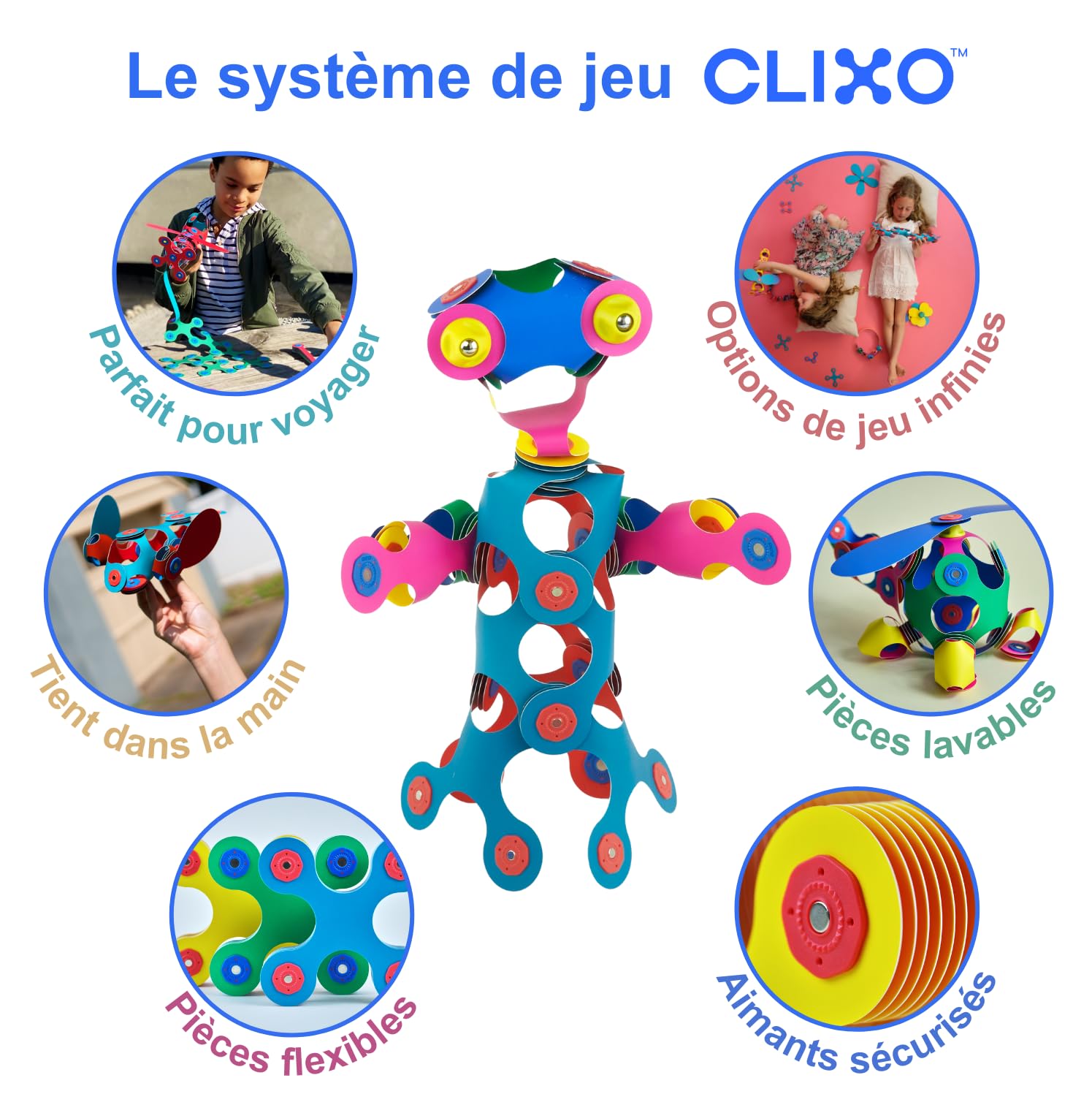 Clixo Ocean Creatures. Juguete magnético niños, Piezas Flexibles duraderas. Educativo, Brillo Oscuridad, Stem. Juego Viaje. 6+ Años. 24 Piezas