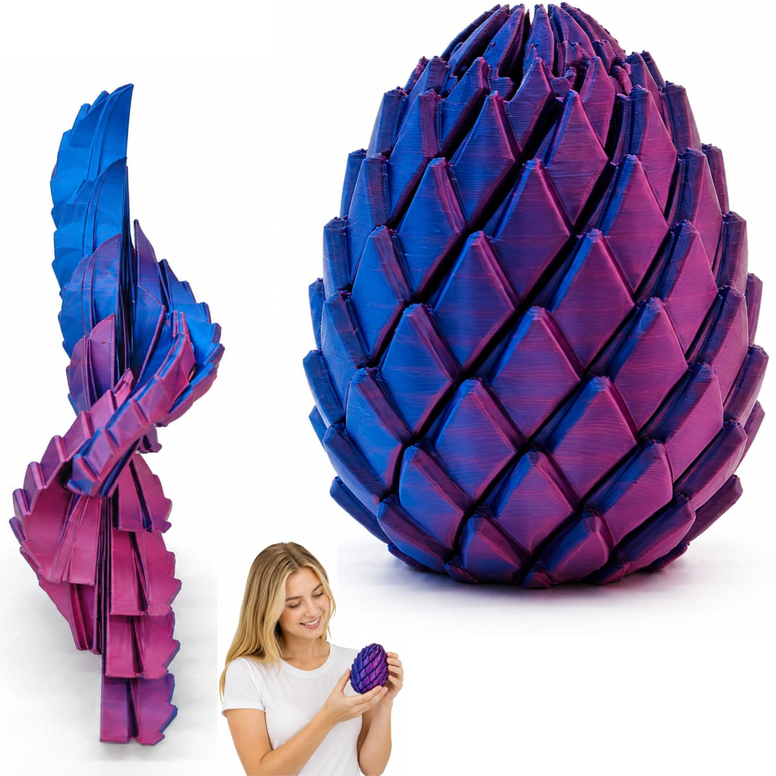 3D Printed Dragon Egg Fidget Toy, Transformable Twisting Rotating Desk Toy โ image 1