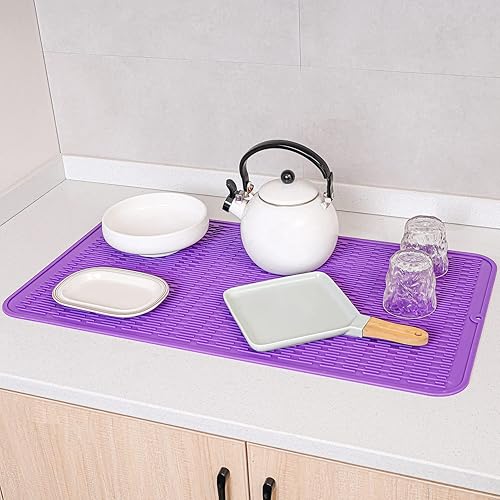 Miniatura 407 de Tapete de silicona para secado de platos para múltiples usos, fácil de limpiar, ecológico, resistente al calor, tapete de silicona para encimera