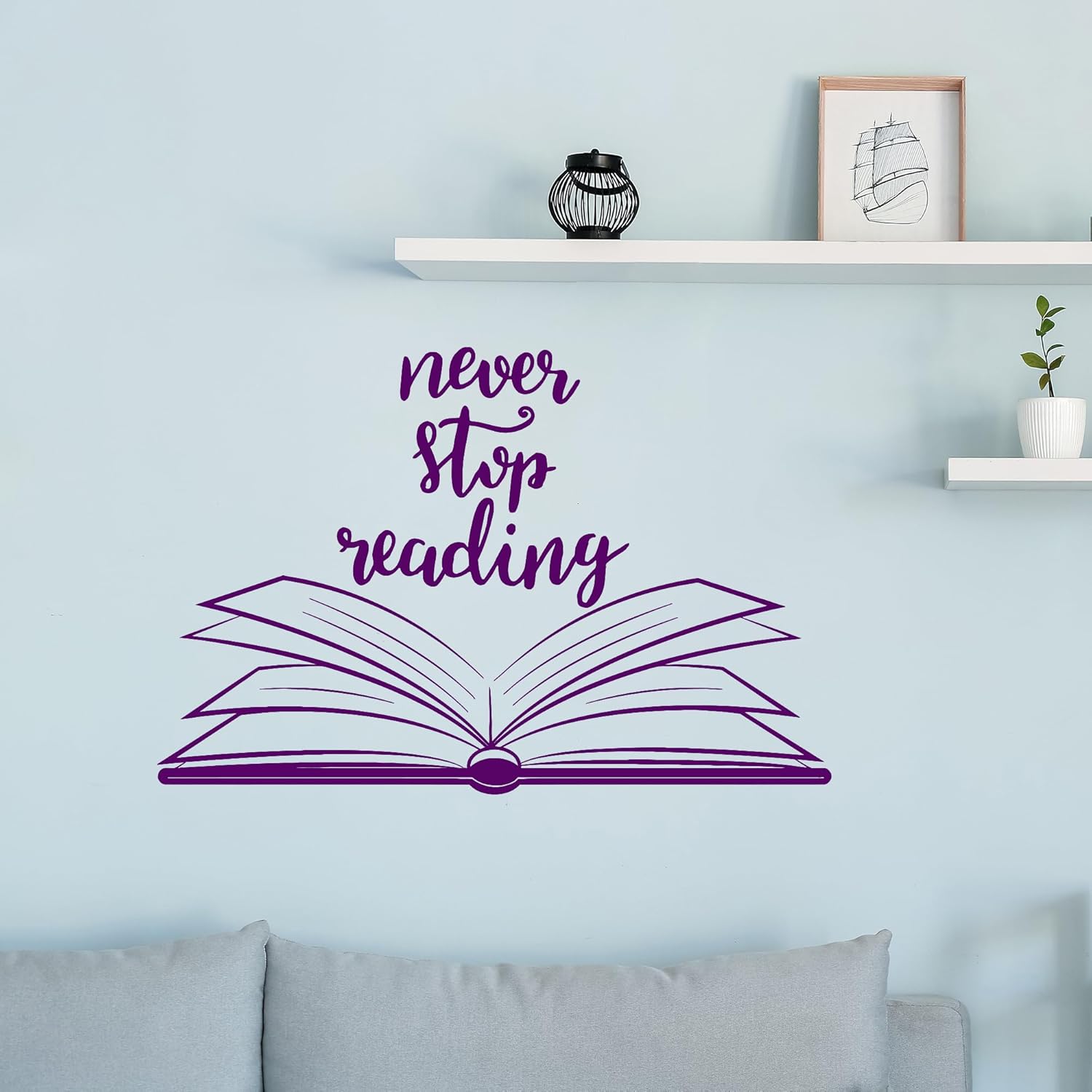 Large Vinyl Wall Decal Open Book Quote Reading Room Library Decor Stickers Mural (ig5184) Black