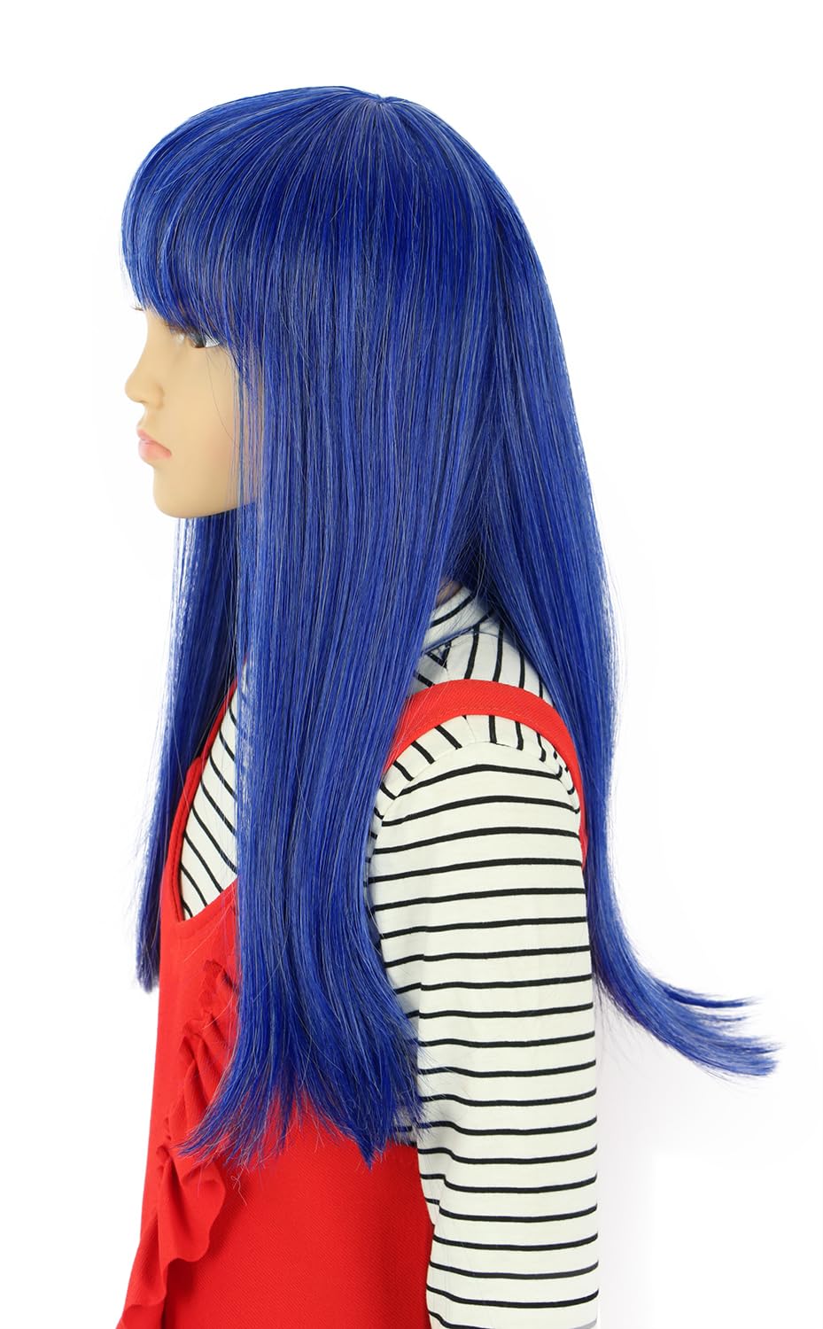 VGbeaty Girls Long Blue Wig Blunt Cut Ennui Cospaly costume Halloween Wig