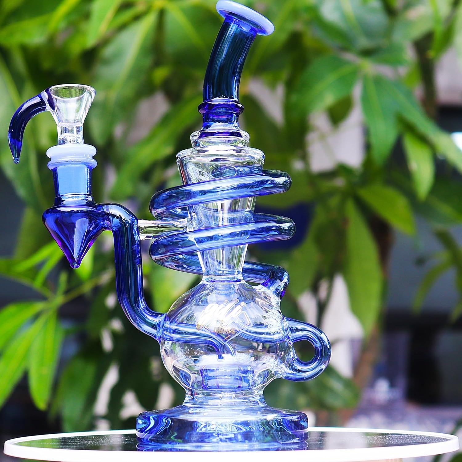 Bong de vidrio reciclador de 8" – Pipa de agua, mini shisha, vidrio de 5 mm de grosor