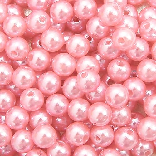 Niziky 500 cuentas de perlas para la fabricación de joyas, color rosa claro de 0.315 pulgadas (0.315 in), cuentas redondas con agujero, cuentas de