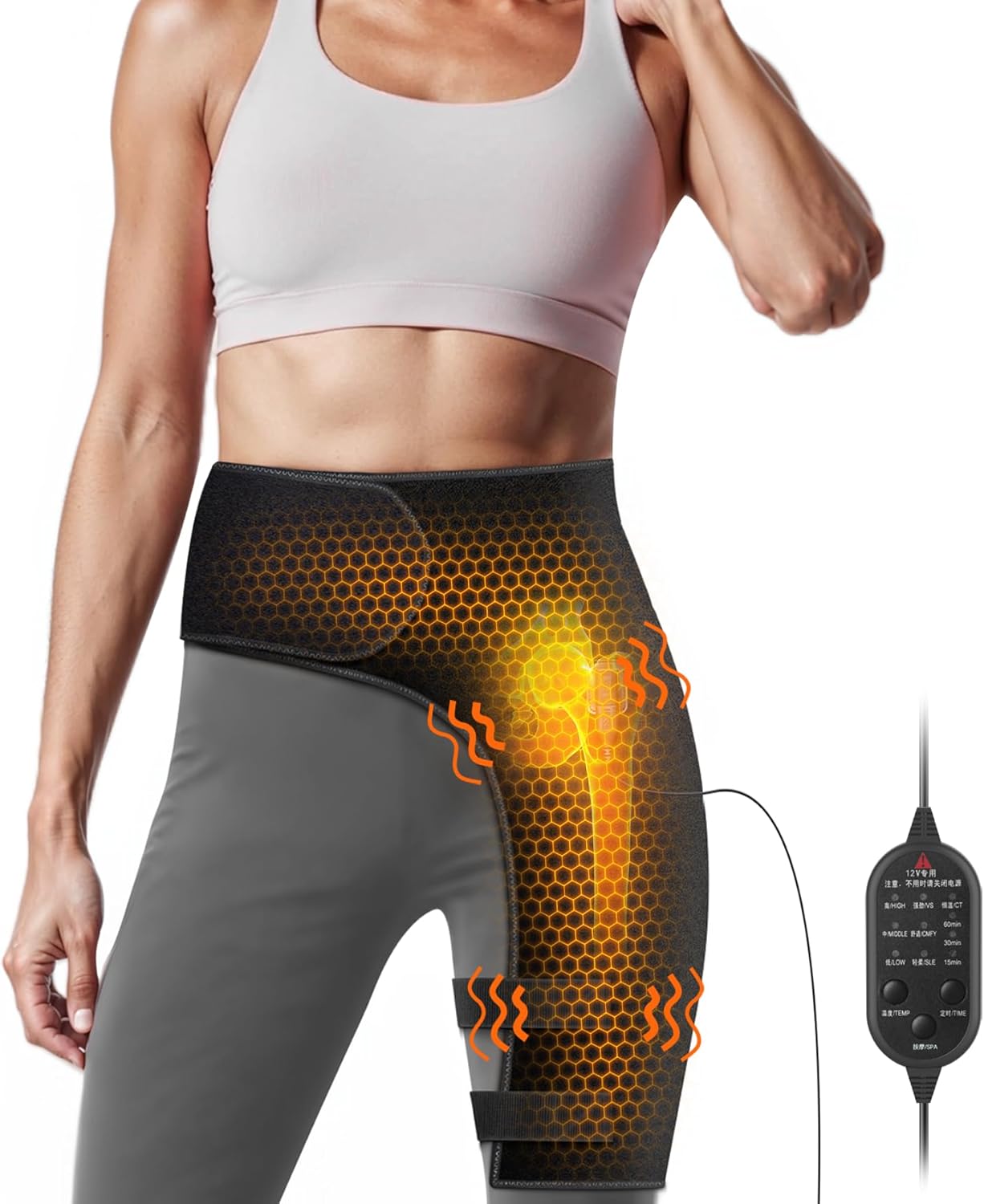 Yabuu Heated Massage Waist Hip Support Brace Heating Pad for Sciatica Pain Relief Hot Physical Therapy Waist/Lower Back/Thigh/Buttock Gift for Men Women