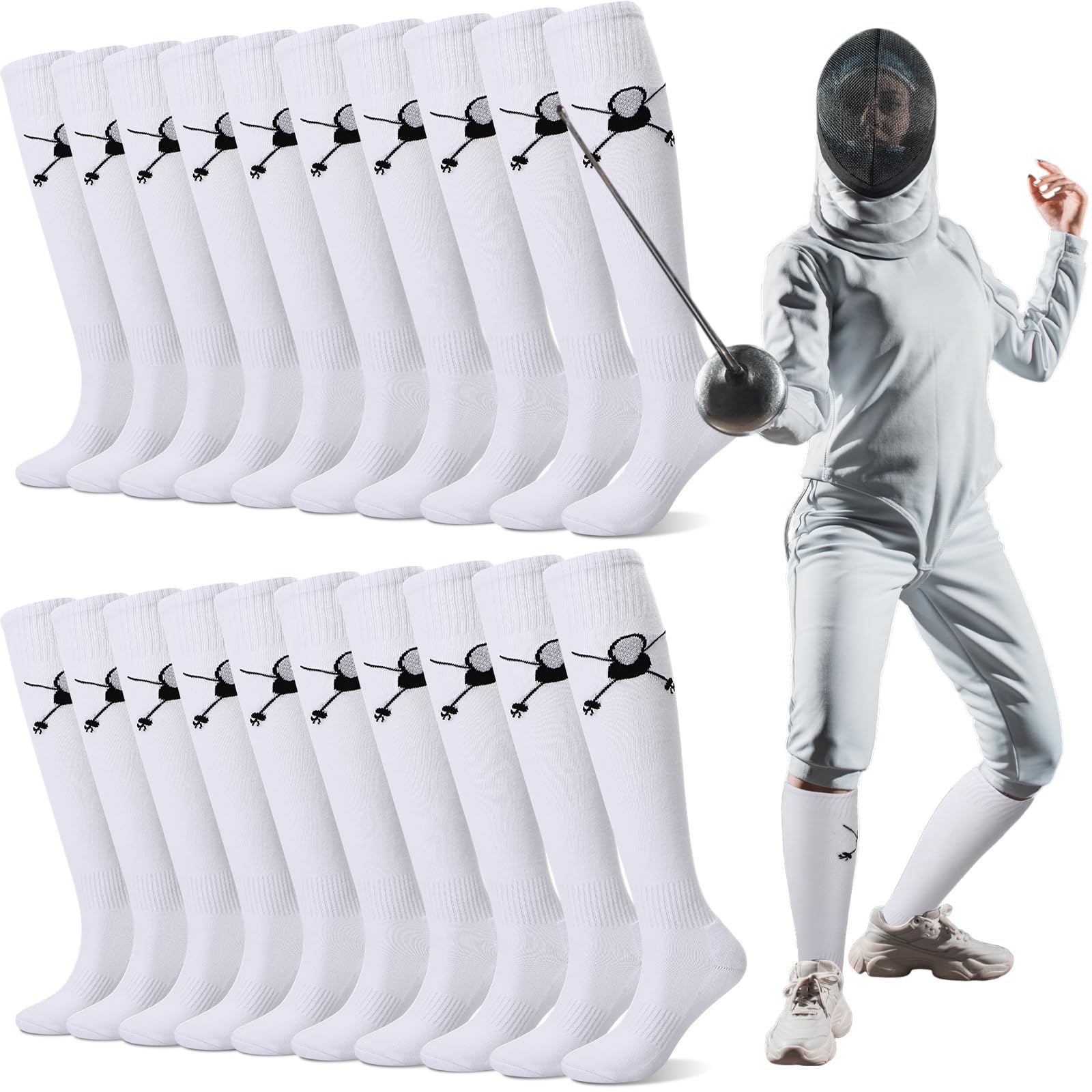 10 Pairs Fencing Socks for Men Knee High Socks Gifts for Fencer