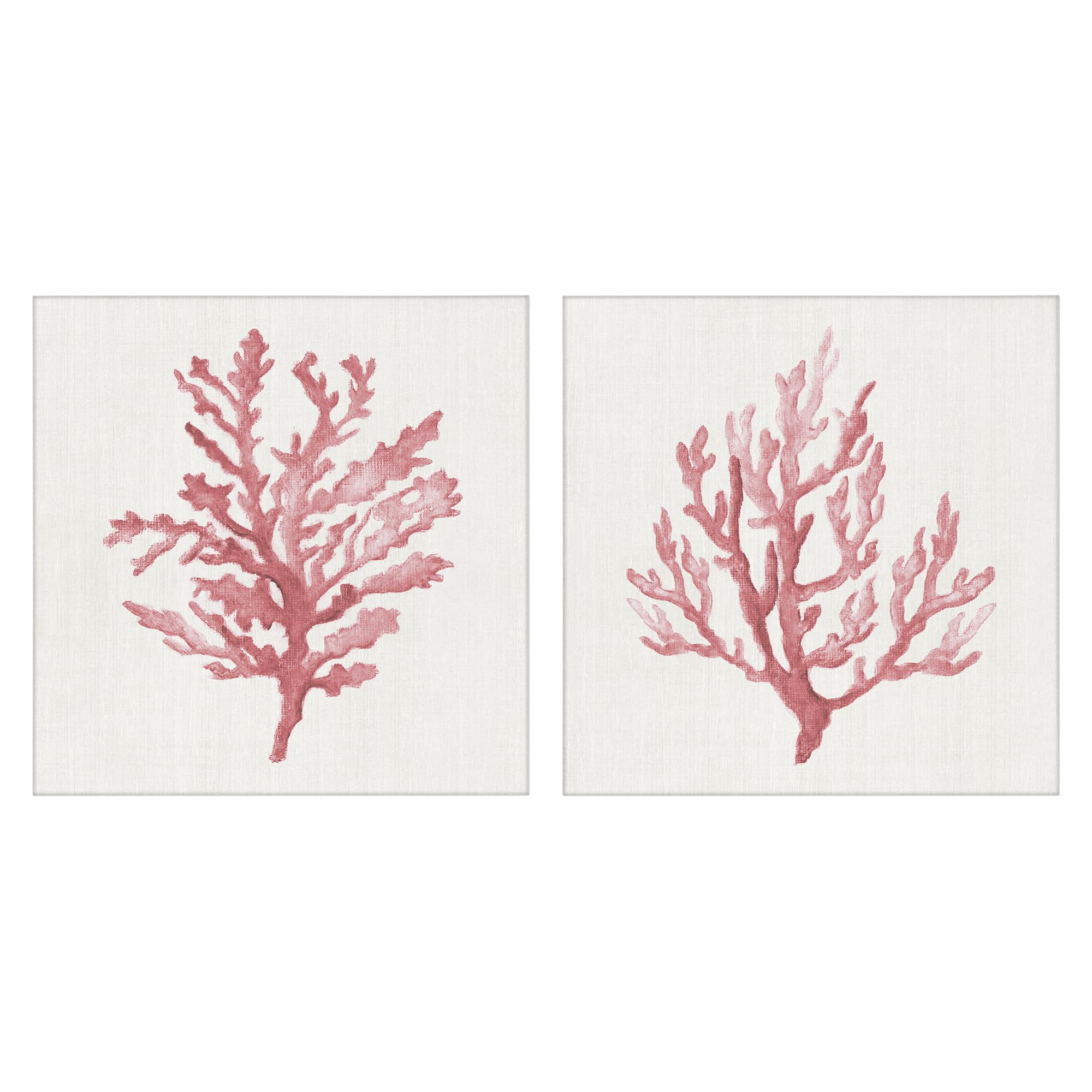 Stupell Industries Rosy Pink Coral Branches_v1 Rosy Pink Coral Branches Nautical, 24 X 24 Inch Canvas Wall Art Set