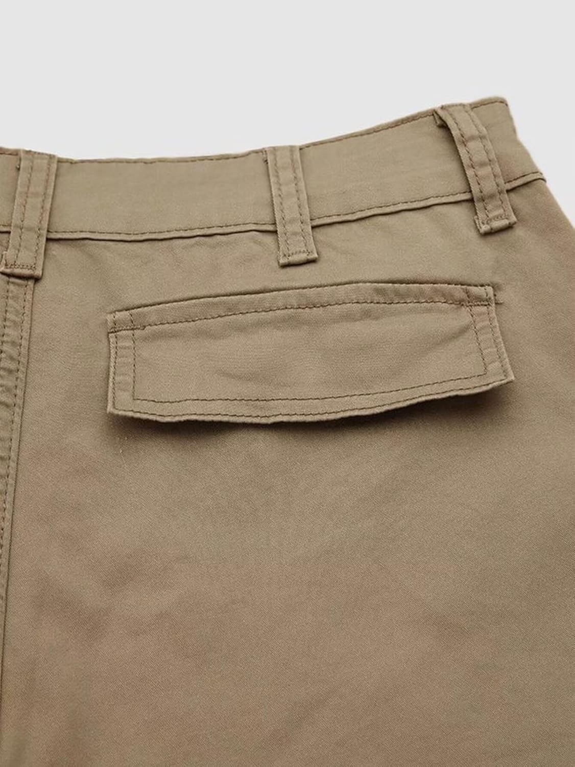 Flamingals Straight Leg Mid Waist Solid Stitch Detail Pants with Flap Pocket - Image 7