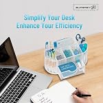 SUPEASY Mesh Organisateur de bureau, Accessoires de bureau & Organisateurs d'espace de travail avec tiroirs, porte-crayon pour bureau avec 9 Compartiments pour fournitures de bureau, 8.6 x 4.3 x 4.1 De pouce, blanc