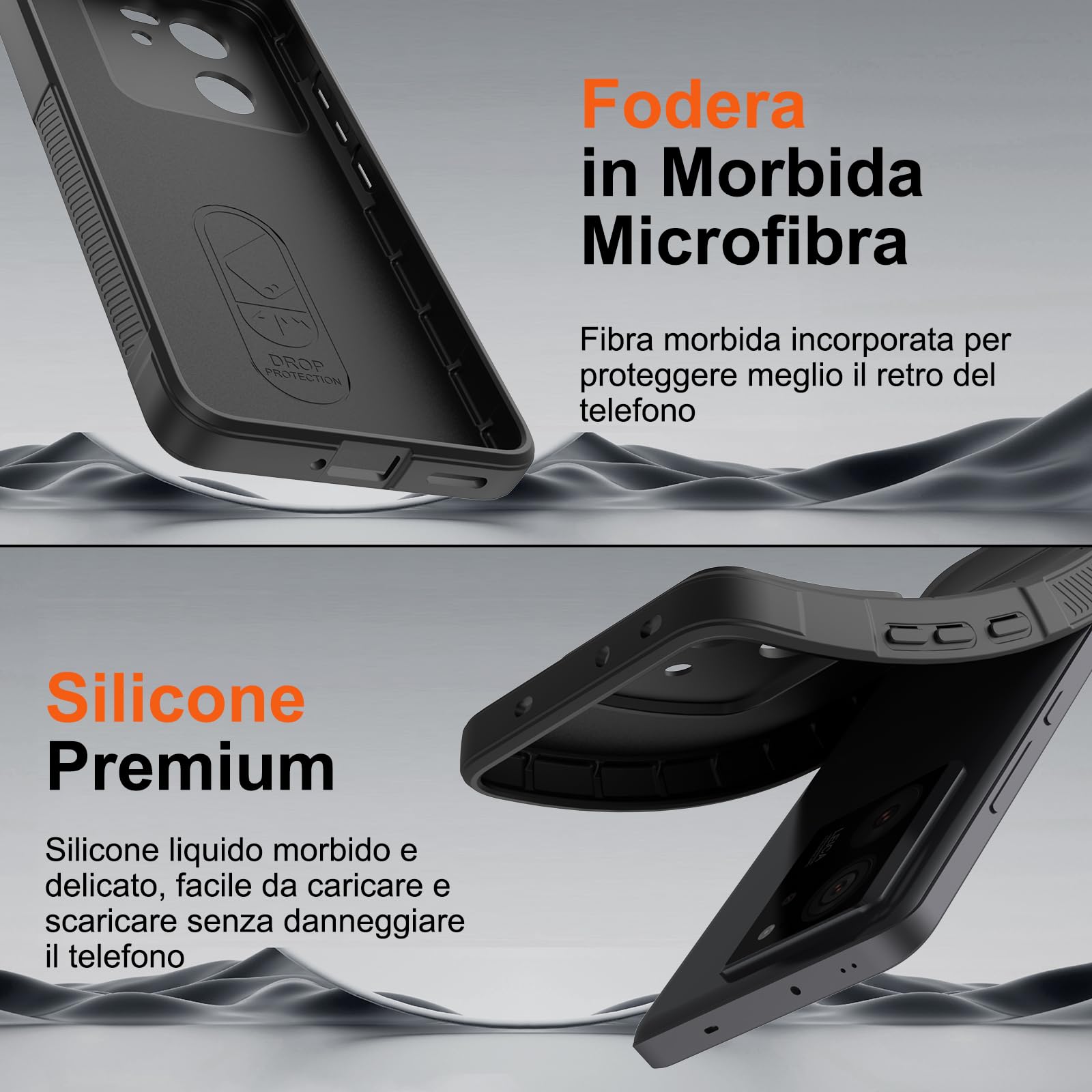 RonRun Cover Per Xiaomi 13T / 13T Pro – Custodia Antiurto In TPU Morbido Con Bordo Rialzato – Protezione Completa – Blu Scuro