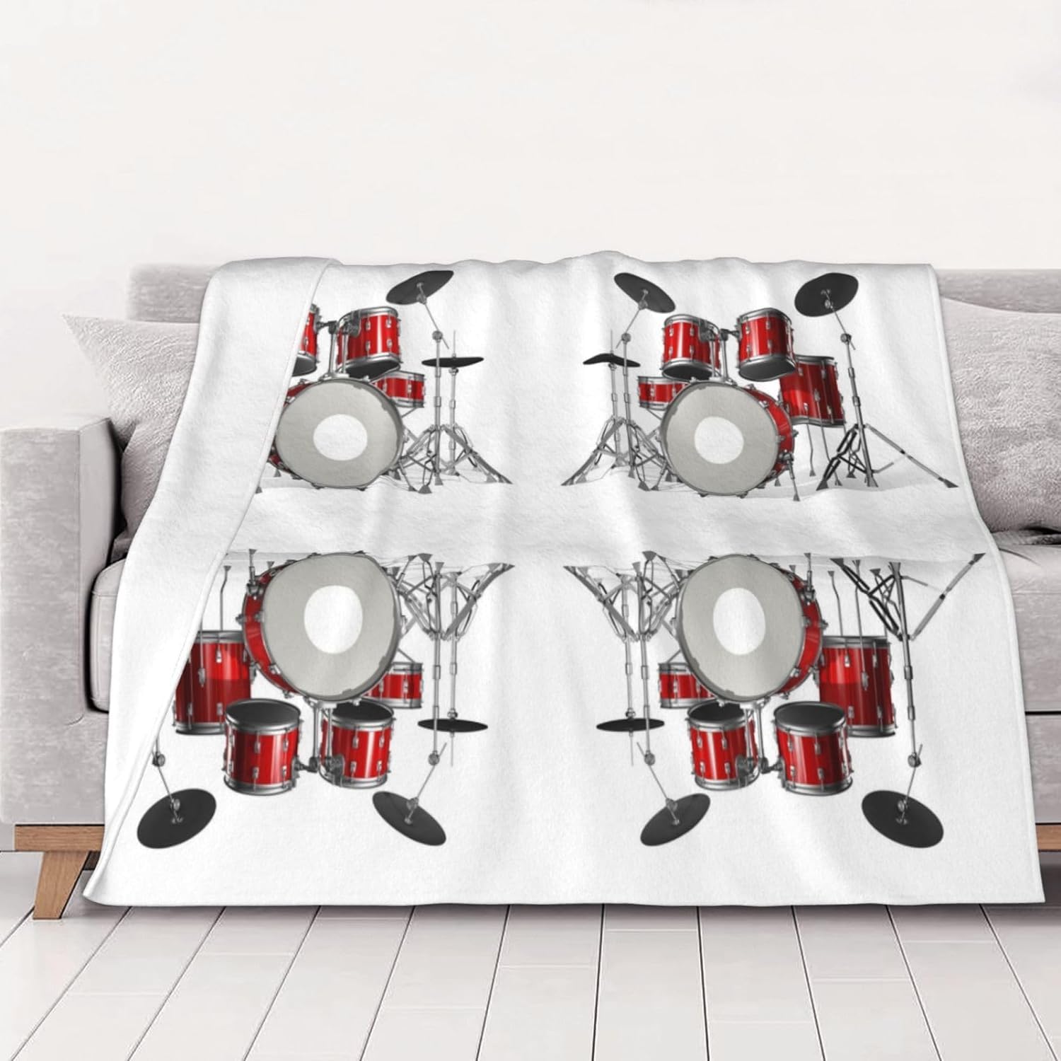 Couverture Polaire 180 x 220 cm Rouge, Plaid Polaire Batterie Couverture 3D Imprimée Flanelle Blanket Literie 2 Personnes, Couvertures Doux et Chaude pour Canape Lit J1103