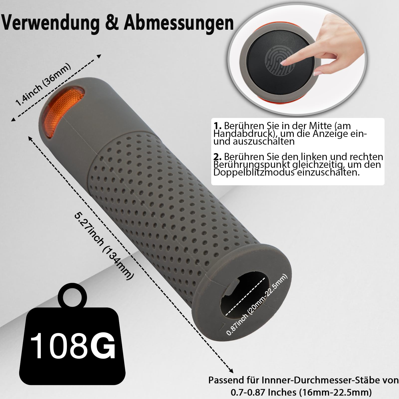 E Scooter Blinker，Lenkerlicht Lenker mit Blinker Scooter Warnlenker Lenkerwarnleuchte Scooter Blinklicht Griff für 22mm Griff für Xiaomi M365 Pro Pro2 1s Ninebot G30 Handle Grip