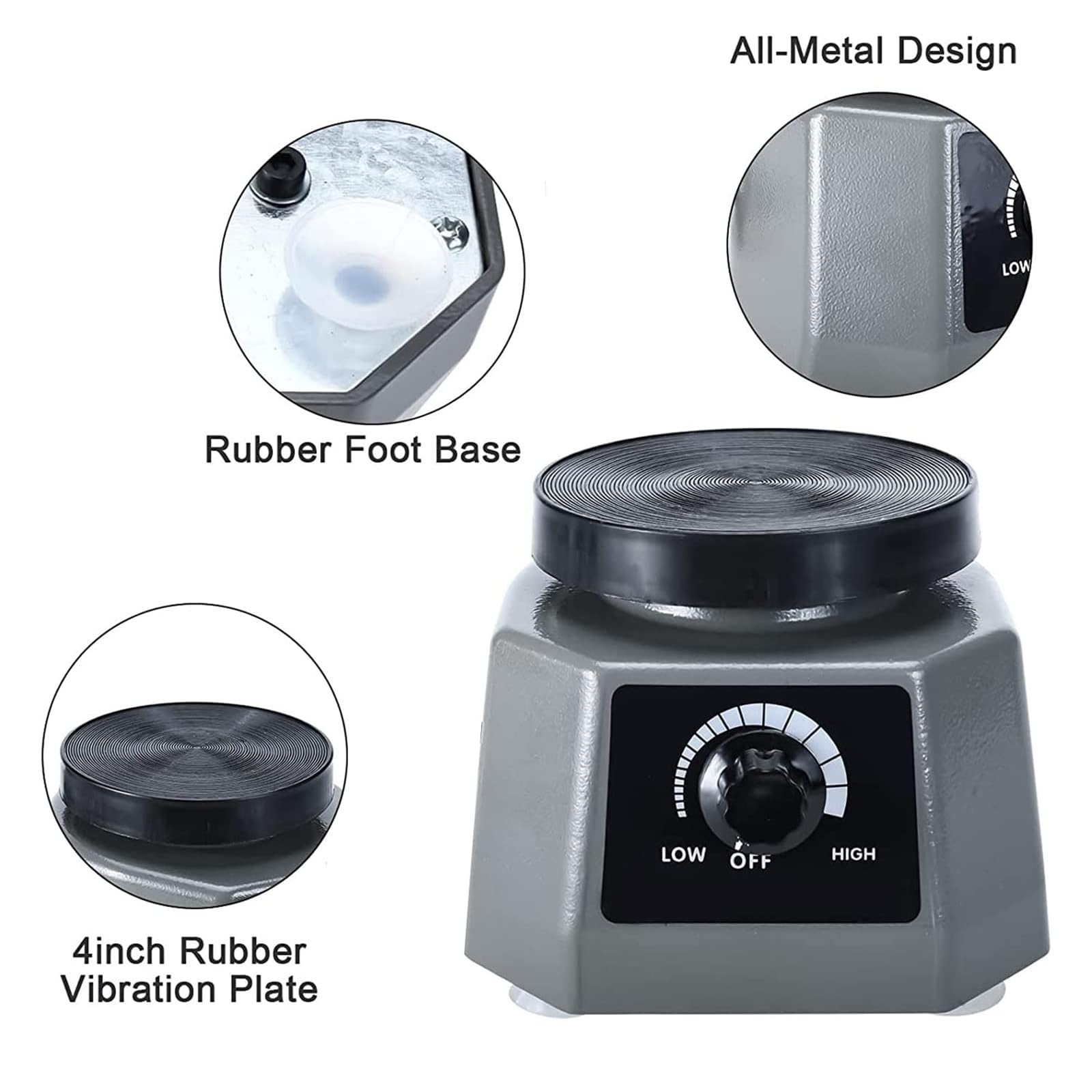 Vibrateur Dentaire 100 W - Charge Maximale : 2 kg, Vitesse Réglable En Continu, Base Antidérapante Et Table Vibrante. Oscillateur À Disque Pour Plâtre, Moules Et Résines.,White