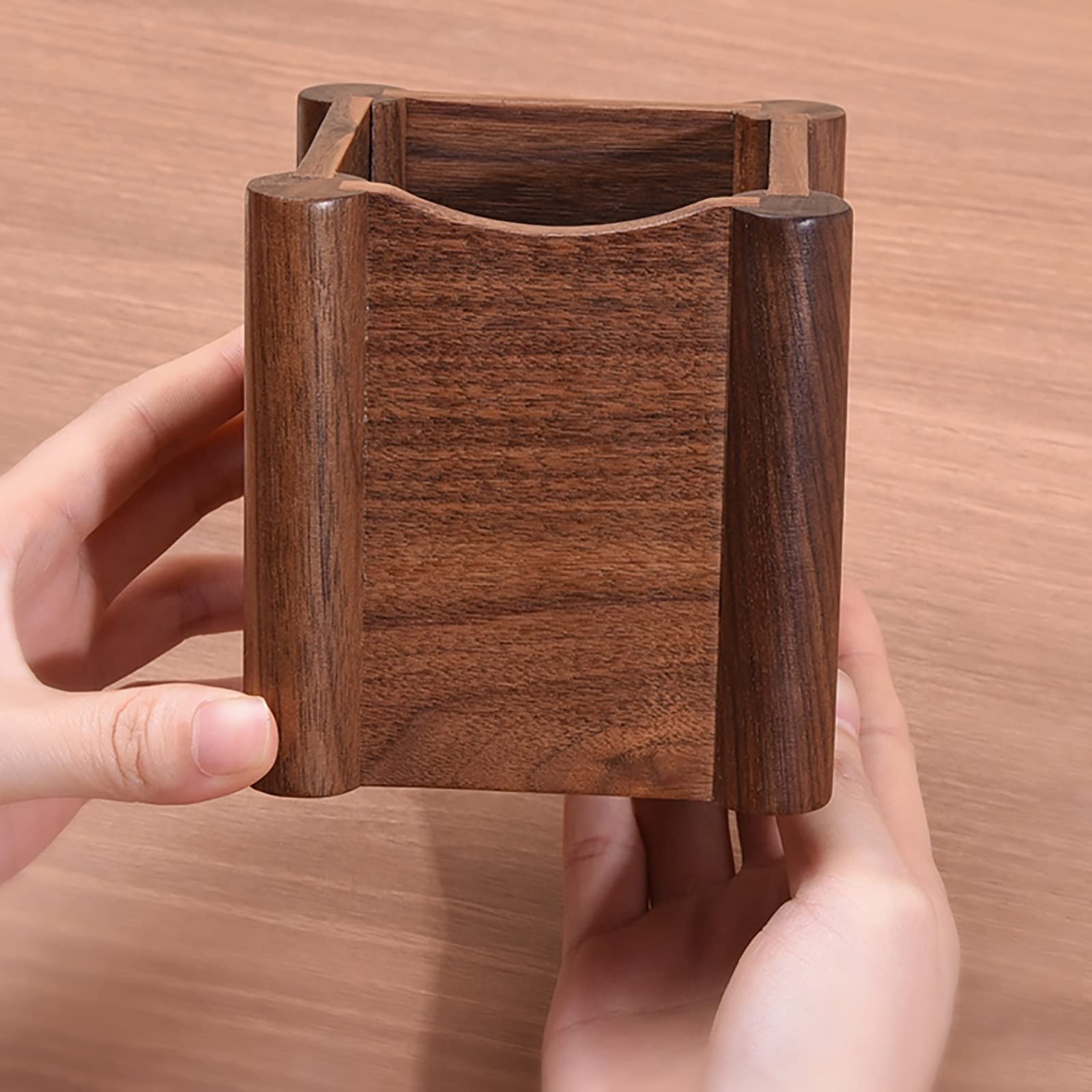 Bleistifttopf aus Holz Hölzerner Stifthalter Office Desktop Kinder Student Schreibwaren Organizer für Homeoffice(Braun)