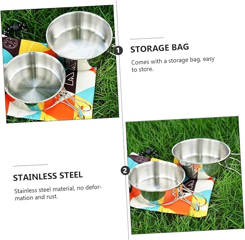 Miniatura 5 de Cuencos plegables de acero inoxidable para acampar Juego de cuencos de 2 piezas Vajilla portátil compacta