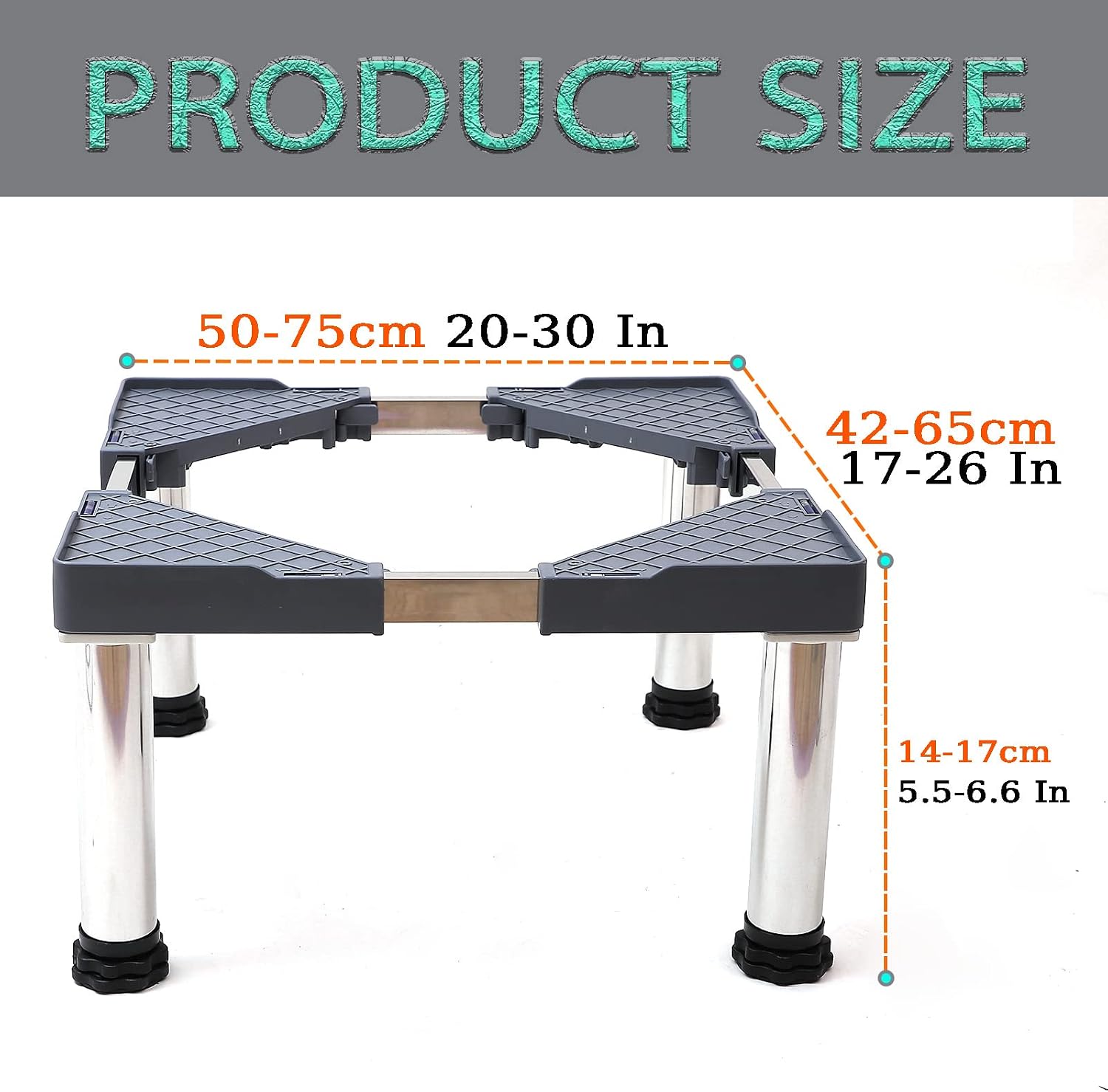 Mini fridge stand-stainless steel washer dryer pedestals with 4 Heavy Duty Feet Increase 7.4~8.6 inch Height Max Load 500LB Base Stand for universal laundry pedestal washer