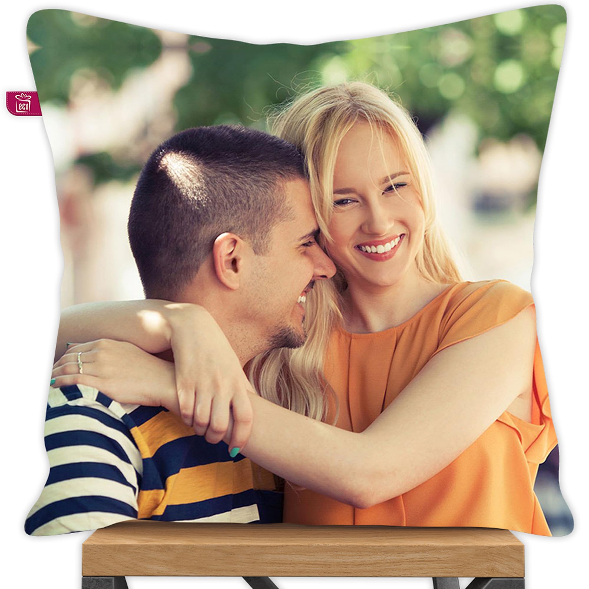 Personalized Photo Pillow/Cushion - Cushion Cover With Fiber Filler, White, Set Of 1, Satin, 12X12 Inches