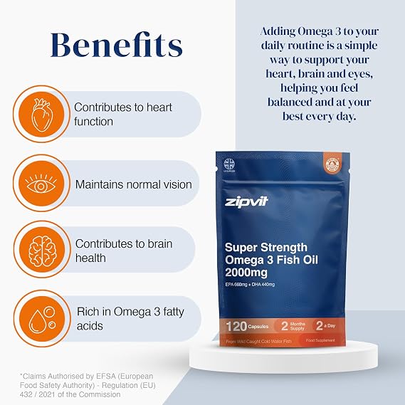 Zipvit Omega 3 Fish Oil 2000mg - EPA 660mg DHA 440mg - 120 Softgels