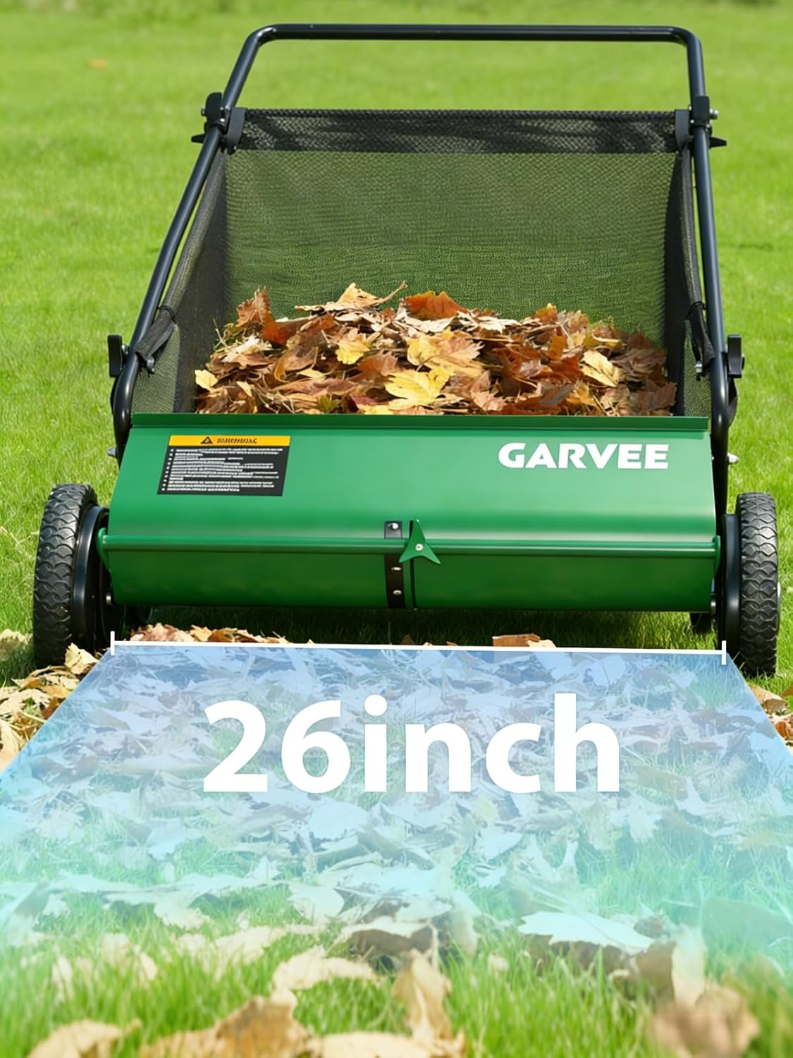 Push Lawn Sweeper, 26 Inch Extra-Wide 4-Brush System, 7 cu.ft. Mesh Bag, Heavy Duty Steel Frame, Height-Adjustable Yard & Garden Cleaner for Leaves and Grass