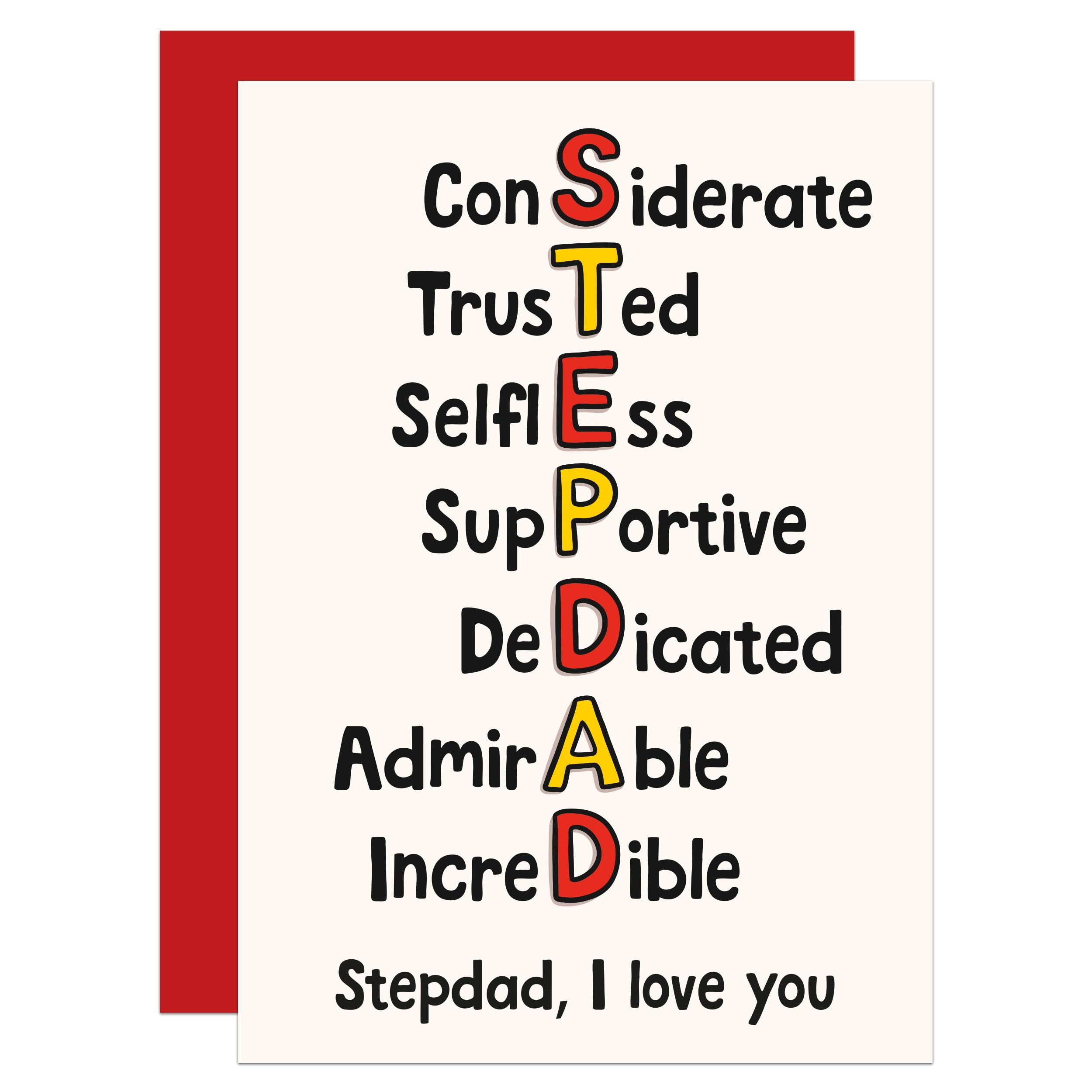 Stepdad Fathers Day Card, Birthday, Bonus Dad, Appreciation, From Son Daughter (Stepdad)