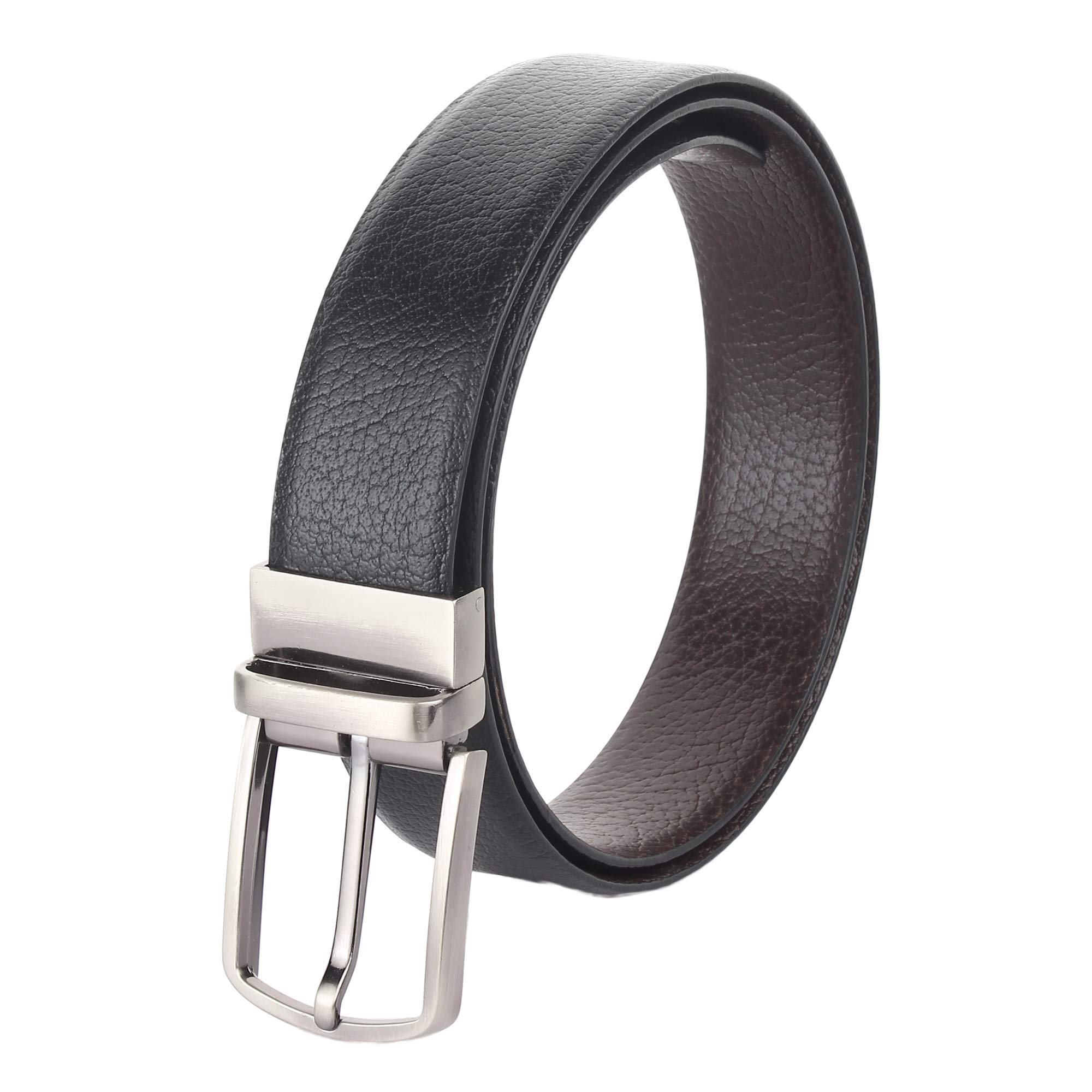 Jungler Men Formal Brown & Black Shurunkun Genuine Leather Reversible Belt(Size:32)