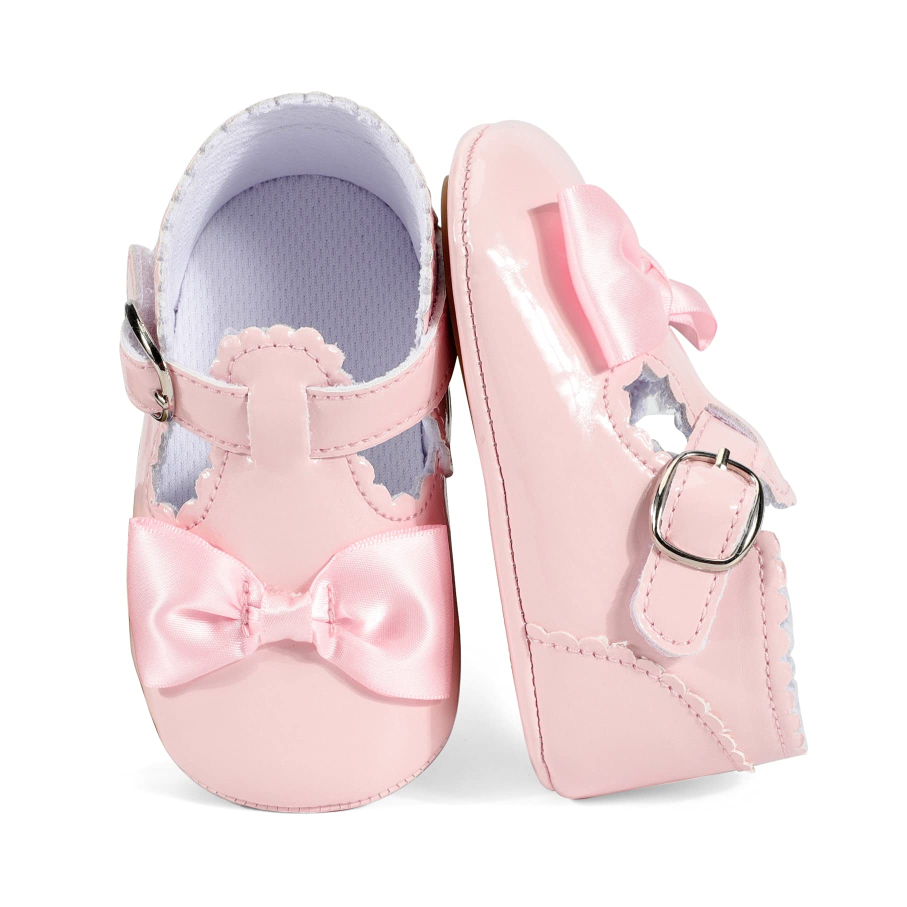 LACOFIA Baby Girls Anti-Slip First Walking Shoes Infant Bowknot Mary Jane Princess Party Shoes Prewalkers — view 4