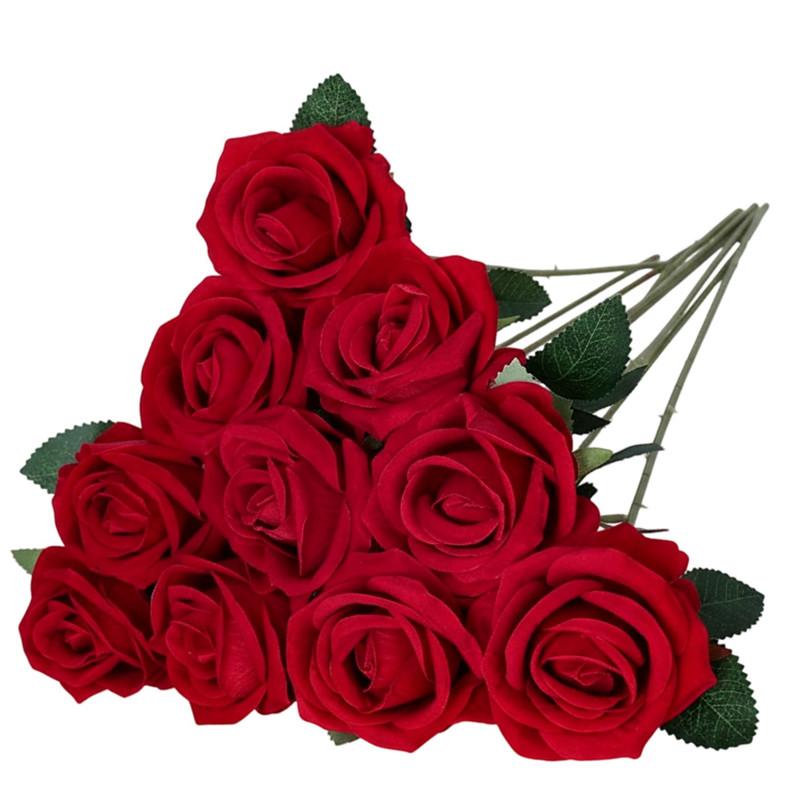 10 PCS Red Artificial Roses,Artificial Roses,Faux Flowers Single Long Stem Blooms With Rose Buds,Red Fake Roses Artificial Flowers,Bridal Wedding Bouquet Realistic Flower for Home Garden Decoration