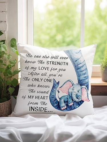 Miniatura 3 de Funda de almohada con diseño de elefante para madre bebé, nadie más conocerá la fuerza de mi amor por ti, 18 x 18 pulgadas, decoración para