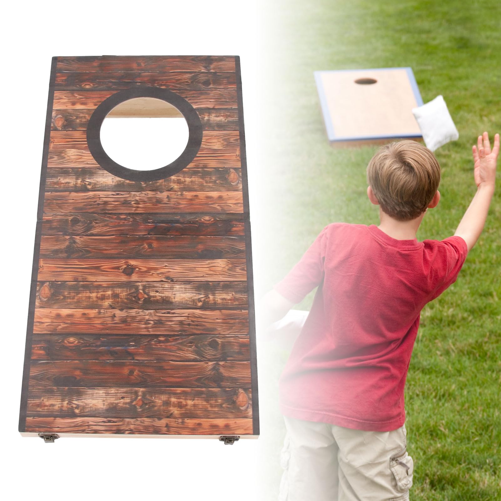 Cocoarm Cornhole-Spielset, Tragbares, Faltbares Sitzsack-Wurfspielset mit Holzbrettern, Wasserabweisender Beschichtung, Heißpressoberfläche für Party, Camping, Hinterhof, Familienspiel