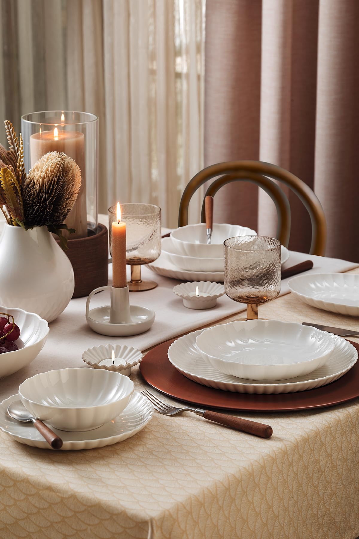 Kütahya Porselen Bone Luz Service de table 36 pièces pour 8 personnes – Service de table en porcelaine de qualité supérieure, passe au lave-vaisselle