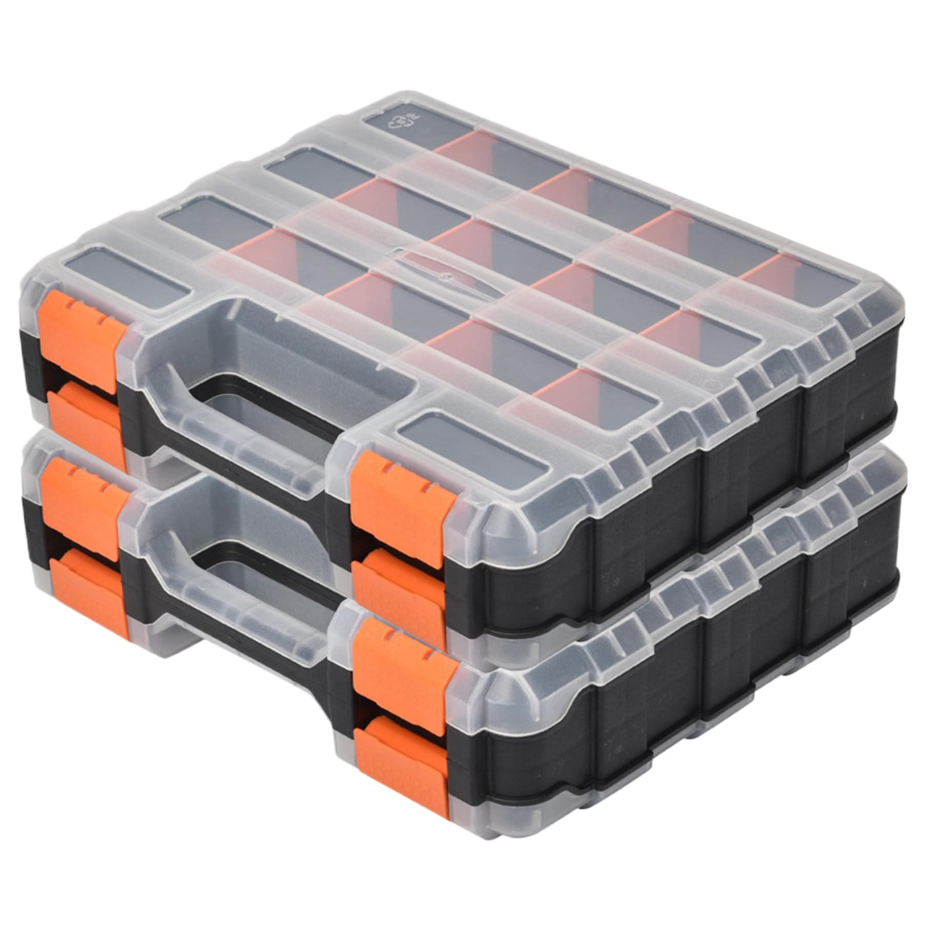 Paquete de 2 cajas organizadoras de tornillos de doble cara, 34 compartimentos, caja de almacenamiento portátil de piezas pequeñas con divisores extraíbles para tornillos, pernos, cuentas, compo