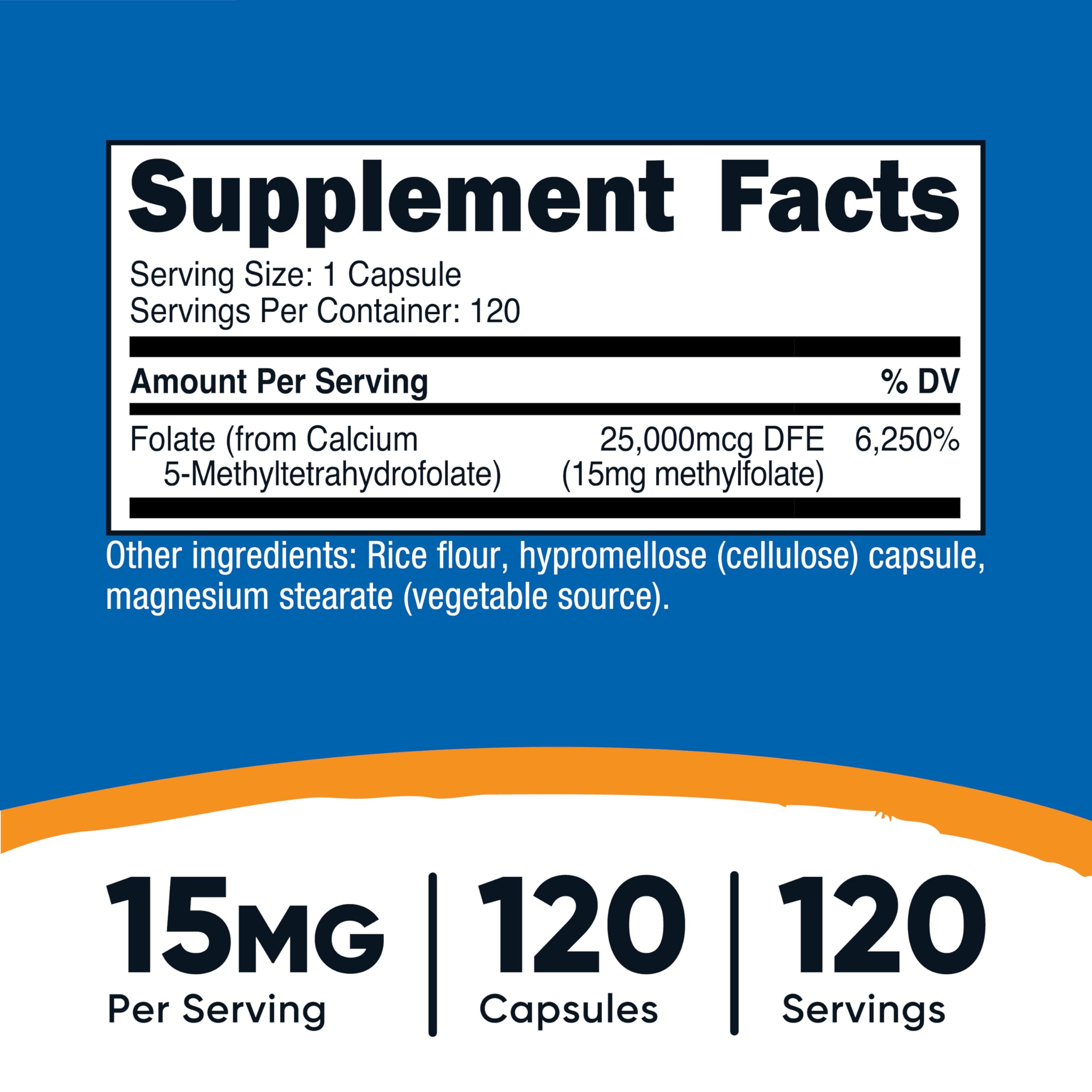 Nutricost L-Methylfolate 15mg, 120 Capsules (5-MTHF) Gluten-Free, Vegan — Amazon image 2