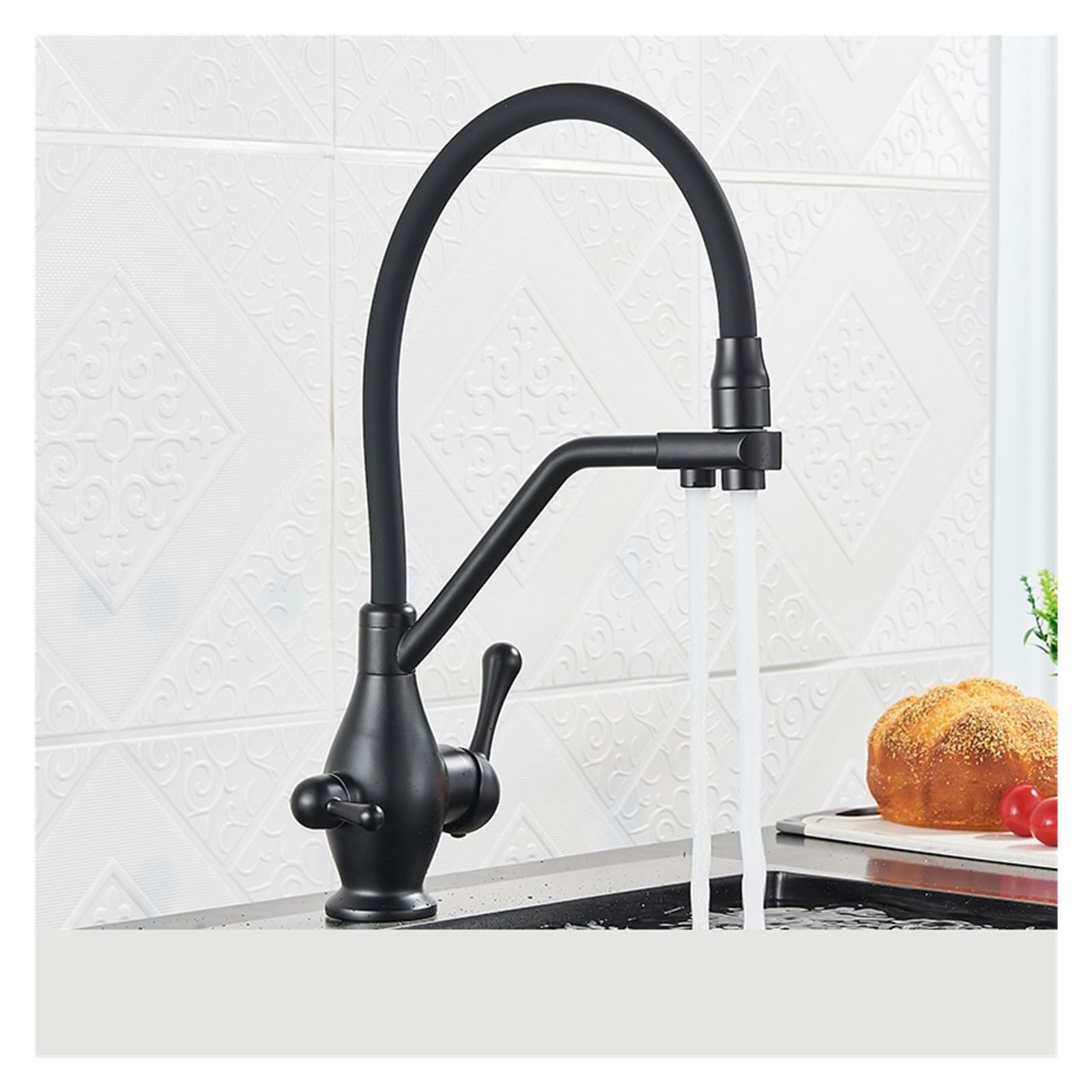 YJYJY Faucet Matte Black Filtered Kitchen Water Filter Kitchen Faucet Spout Filter Faucet Mixer 360 Rotation Purification Feature Faucet tap