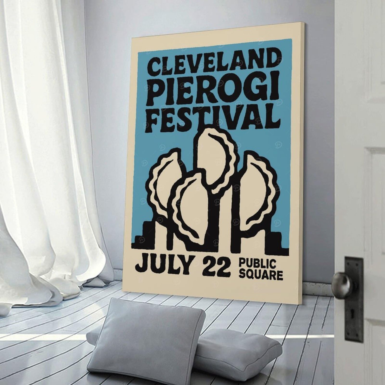 Junmoney Decorative Canvas Print Cleveland Pierogi Festival, 16x24inch(40x60cm), for Home Office, Desk Area Or Studio, Home Office Artwork with Decorative Appeal
