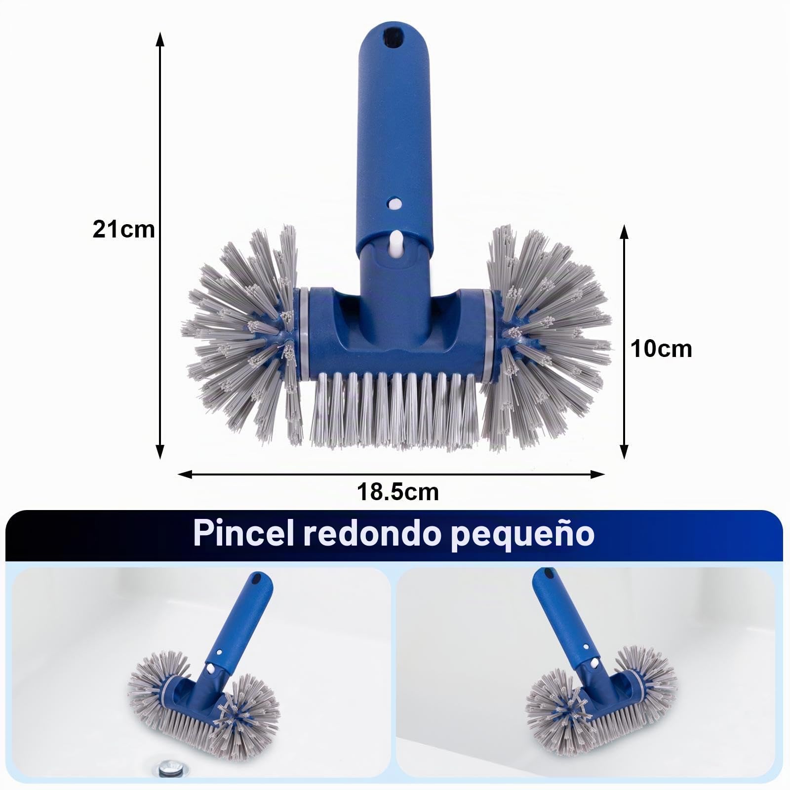 POOLAZA Kit de Limpieza para Piscina y SPA, 4 Piezas, Pértiga de Aluminio | Malla Fina para Residuos Pequeños, Cepillo de Cerdas Onduladas, Estropajo para Línea de Flotación, Pértiga de 91,5 cm