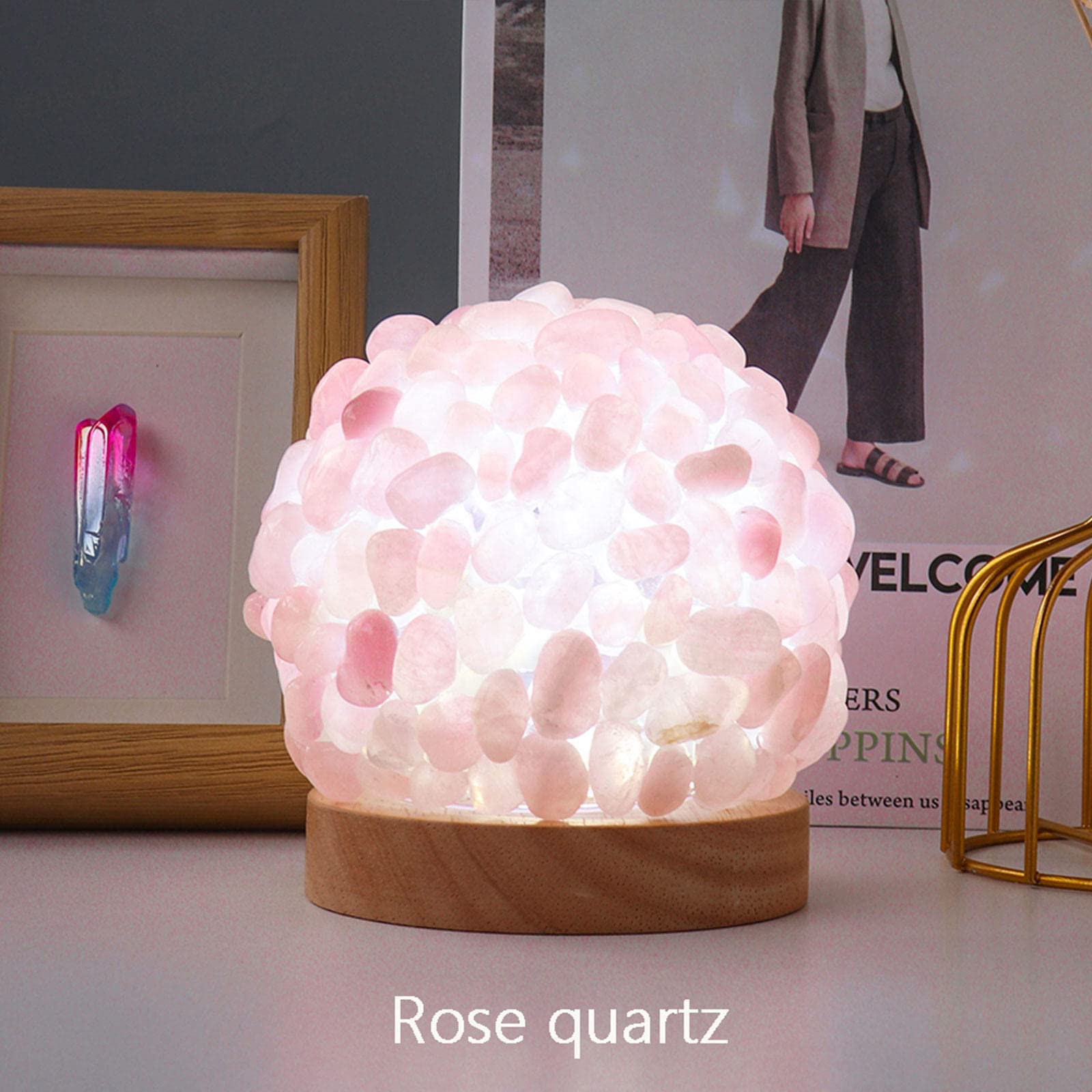 Amazon.co.jp : 家の装飾のための木製ベースの自然治癒クリスタル