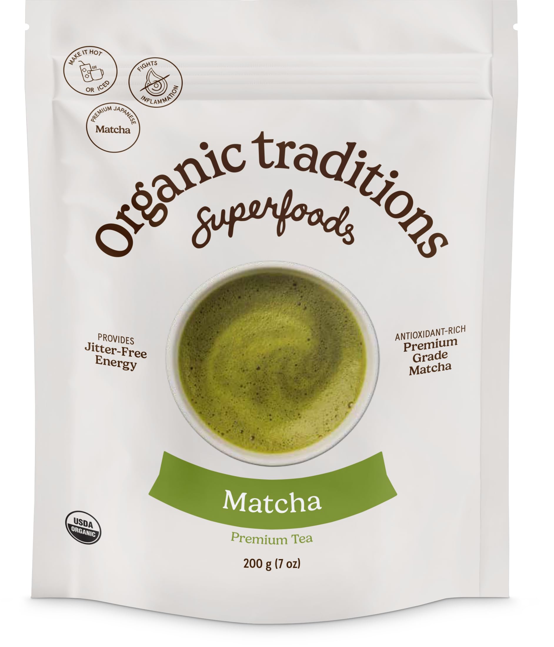 Organic Traditions Premium Matcha Tea | 100g (3.5oz) | Pure Japanese Green Tea Powder | Rich in Antioxidants, Supports Jitter-Free Energy & Mental Clarity