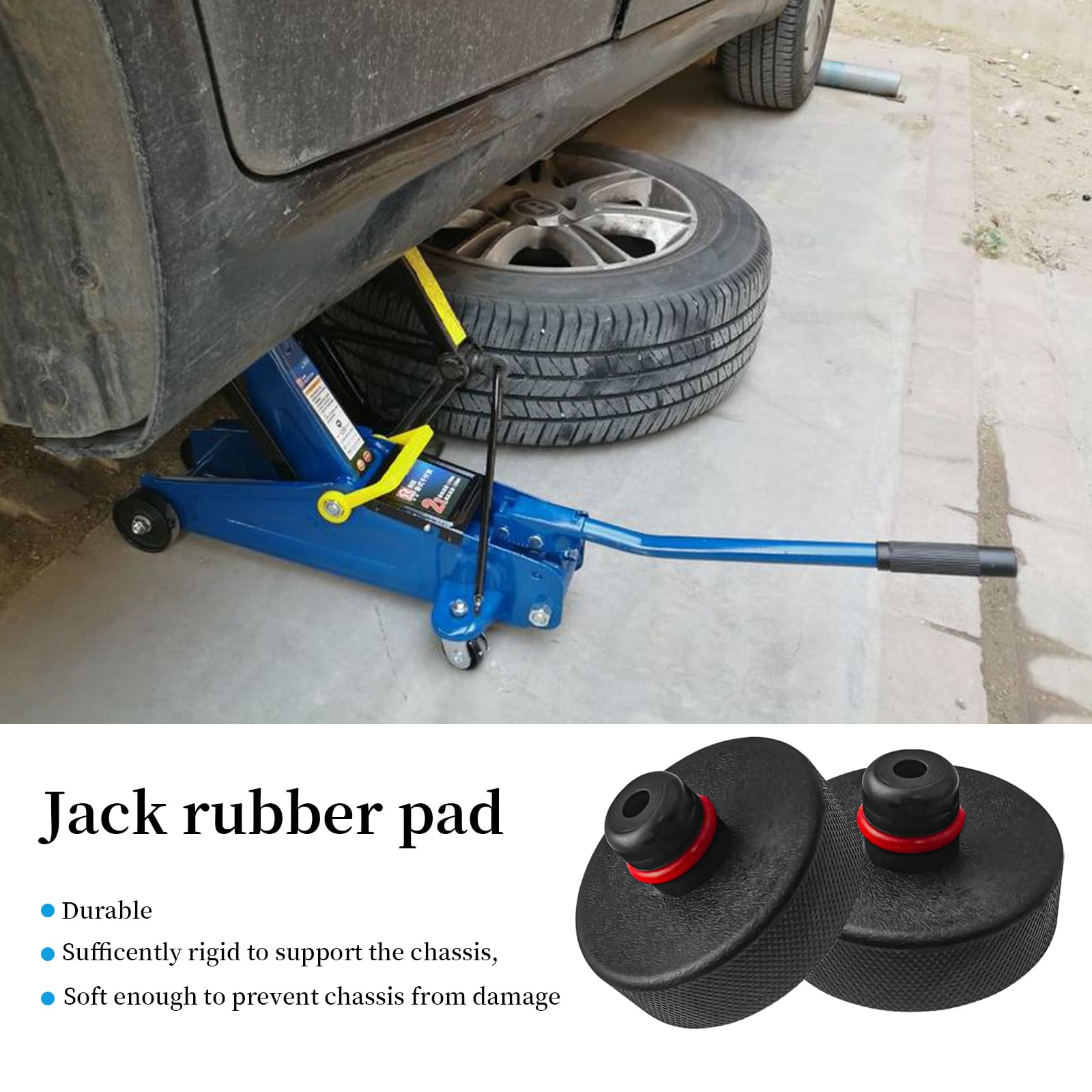 4 Pieza Jack Pad Tesla Model Goma,Almohadilla de Elevación de Gato para Tesla Model,Adaptador con Bolsa de Almacenamiento para Vehículos Tesla Model 3/S/X/Y,Negro